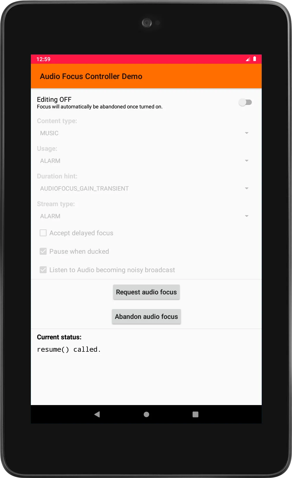 Audio Focus Controller Demo | Indus Appstore | Screenshot