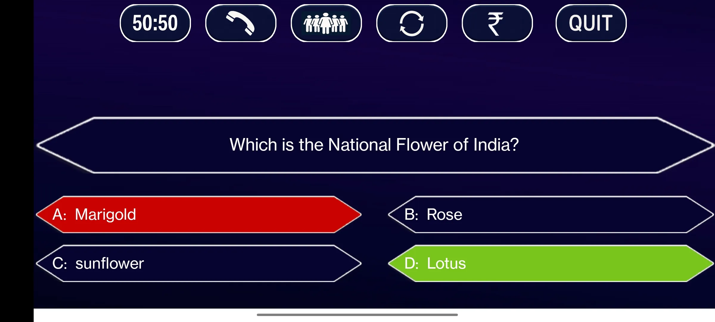 KBC Quiz in English & Hindi | Indus Appstore | Screenshot