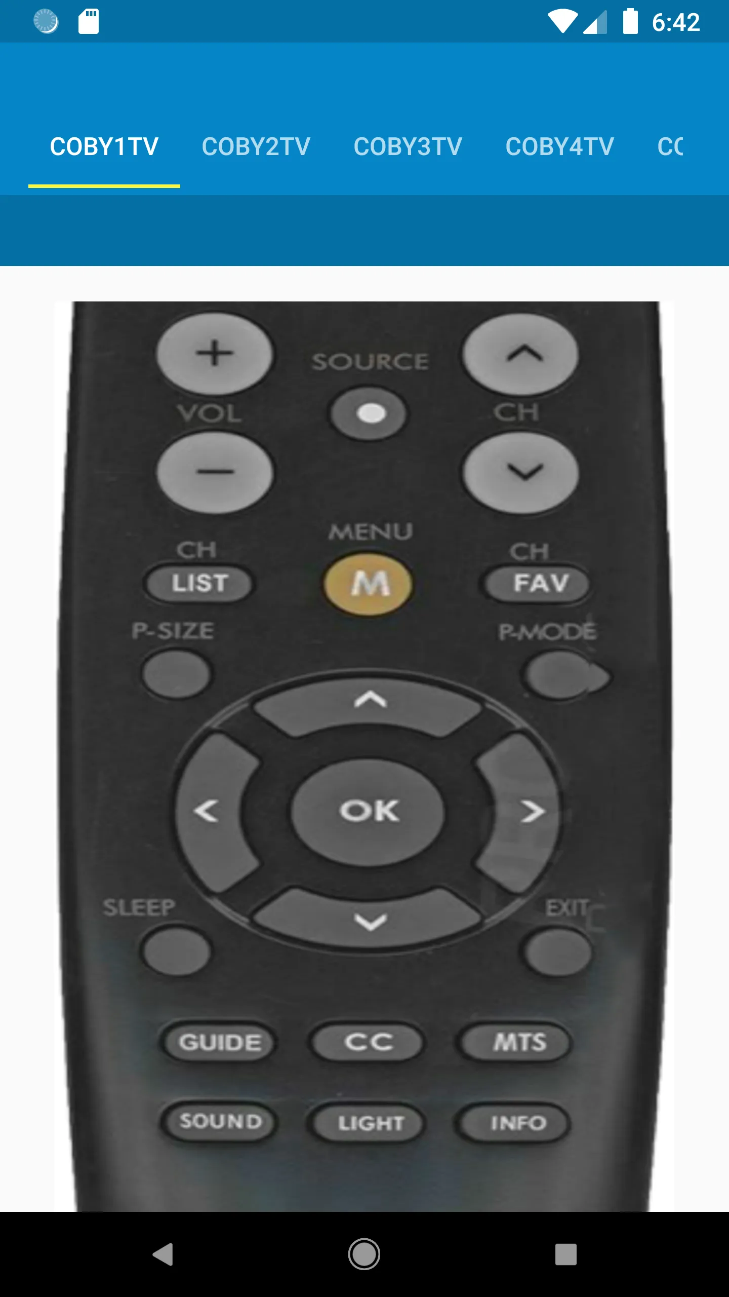 Coby TV Remote Control | Indus Appstore | Screenshot