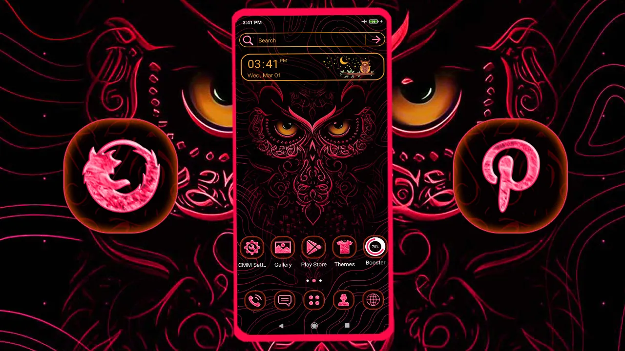 Owl Pink Dark Theme | Indus Appstore | Screenshot