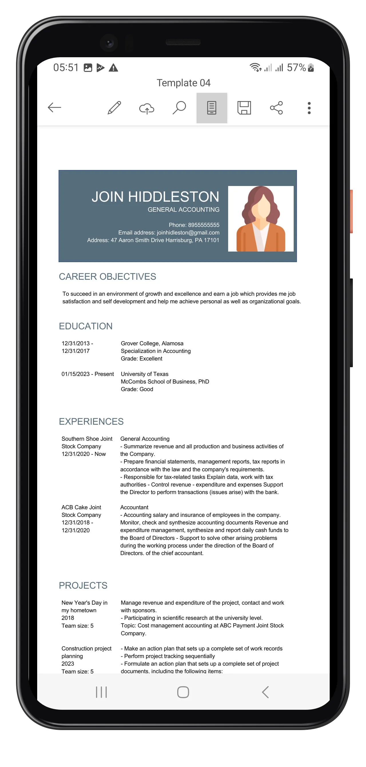 Word Resume Builder | Indus Appstore | Screenshot