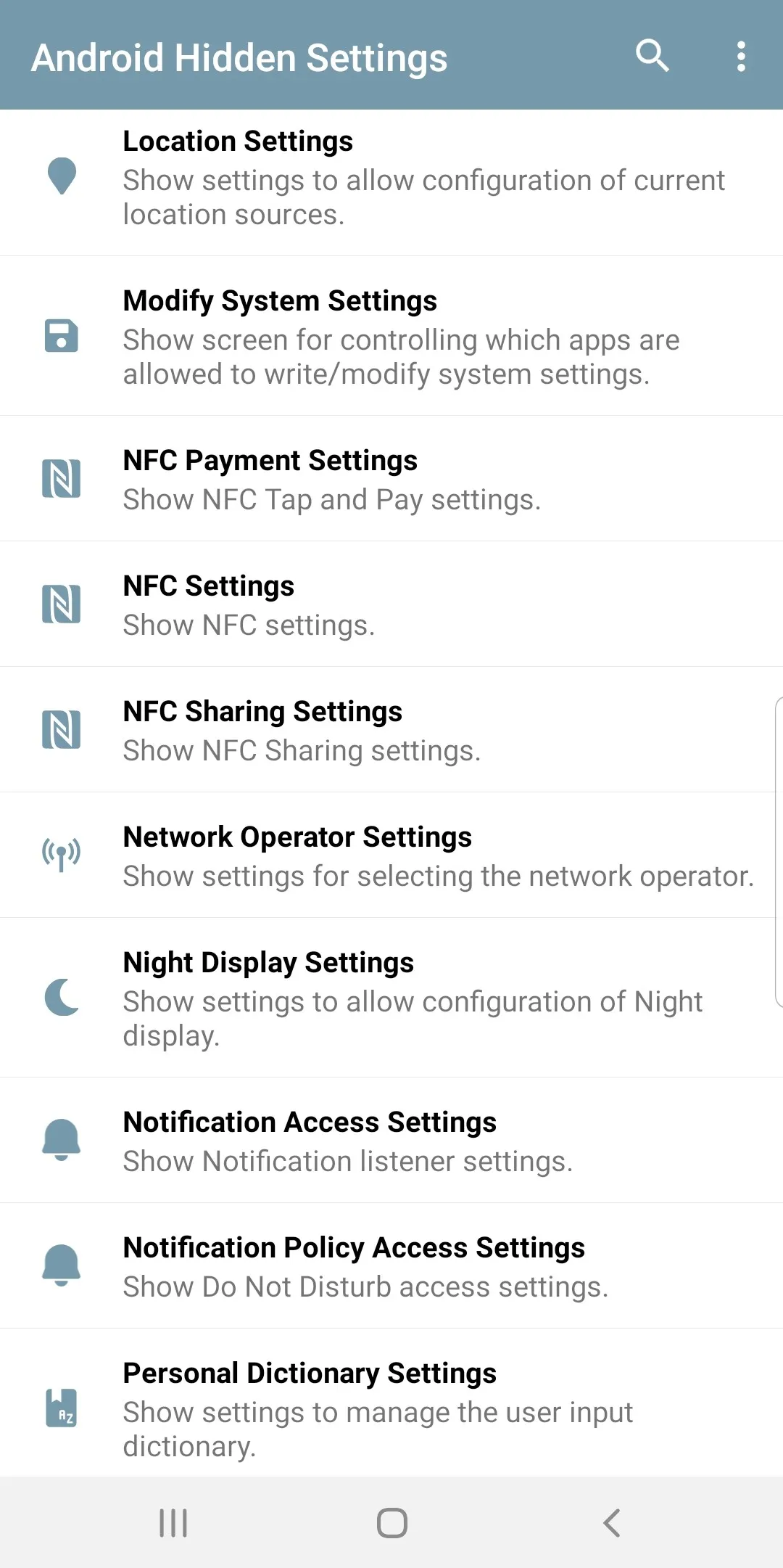 Android Hidden Settings | Indus Appstore | Screenshot