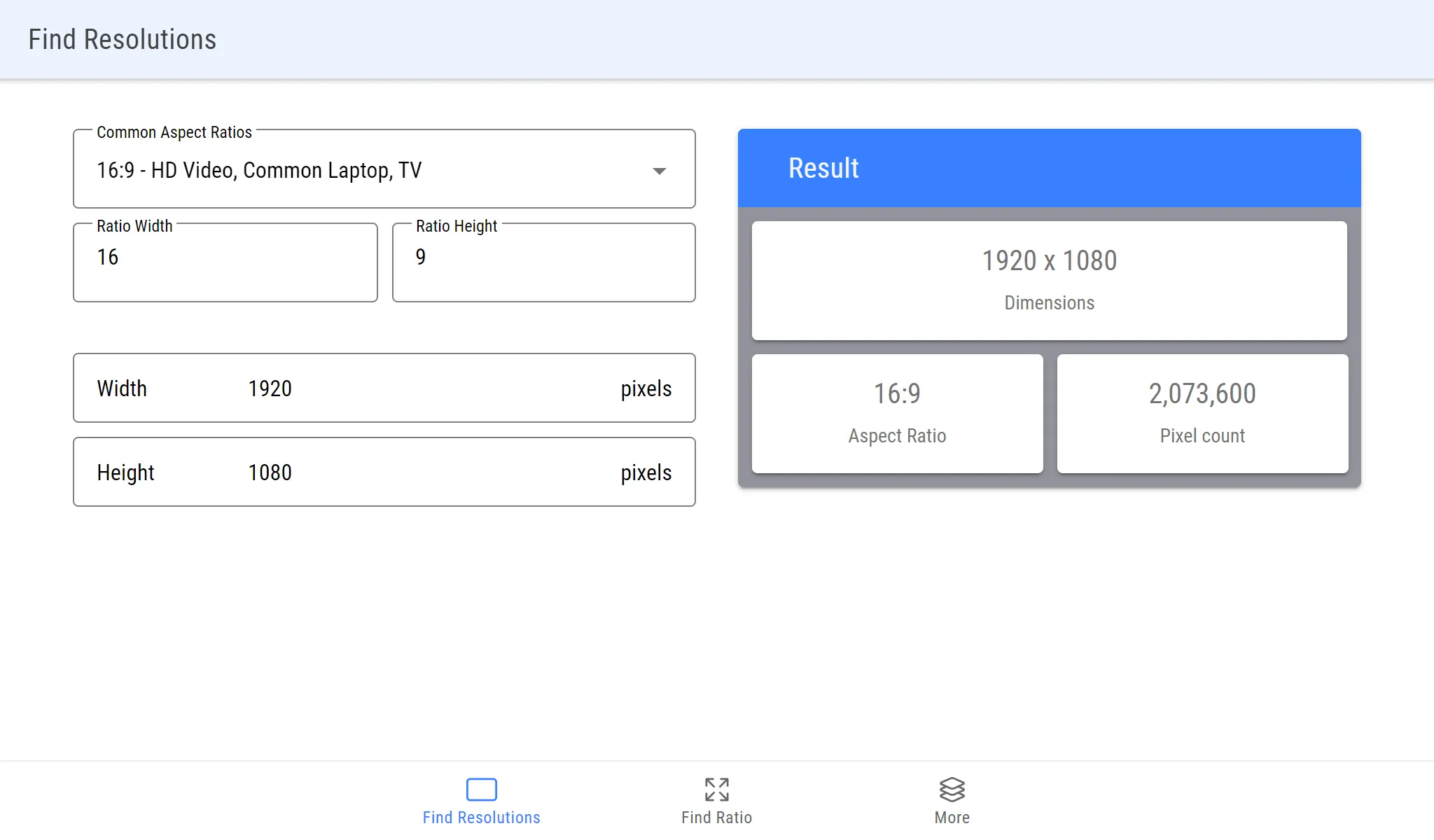 Aspect Ratio Calculator | Indus Appstore | Screenshot