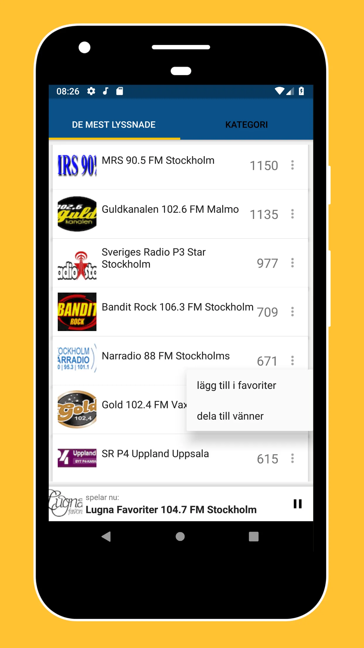 Radio Sweden + Radio Sweden FM | Indus Appstore | Screenshot