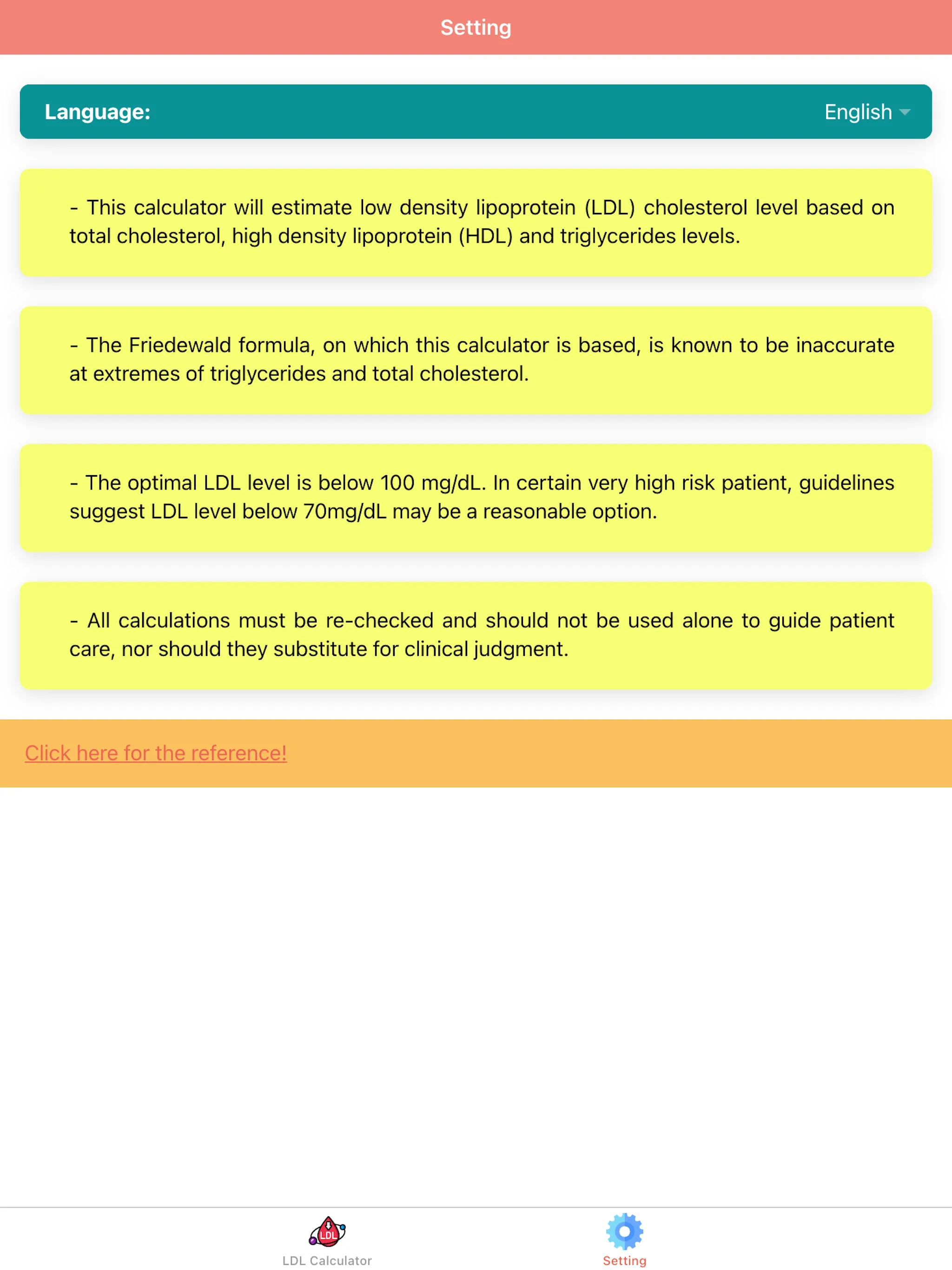 LDL Cholesterol Calculator | Indus Appstore | Screenshot