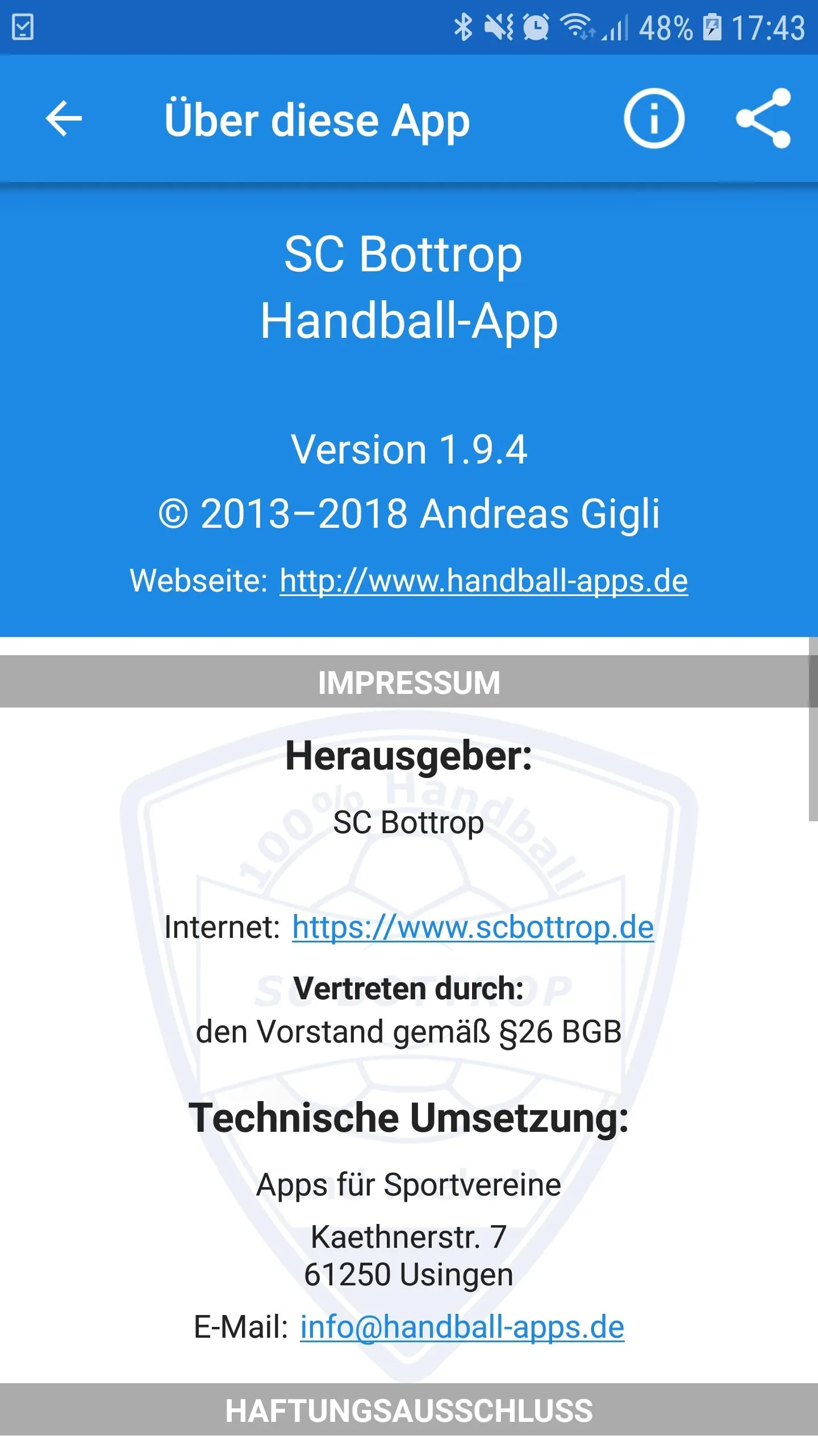 SC Bottrop Handball | Indus Appstore | Screenshot