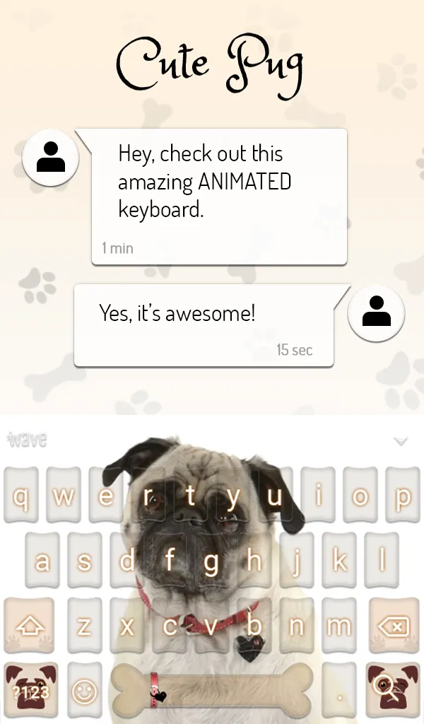 Cute Pug Keyboard Wallpaper HD | Indus Appstore | Screenshot