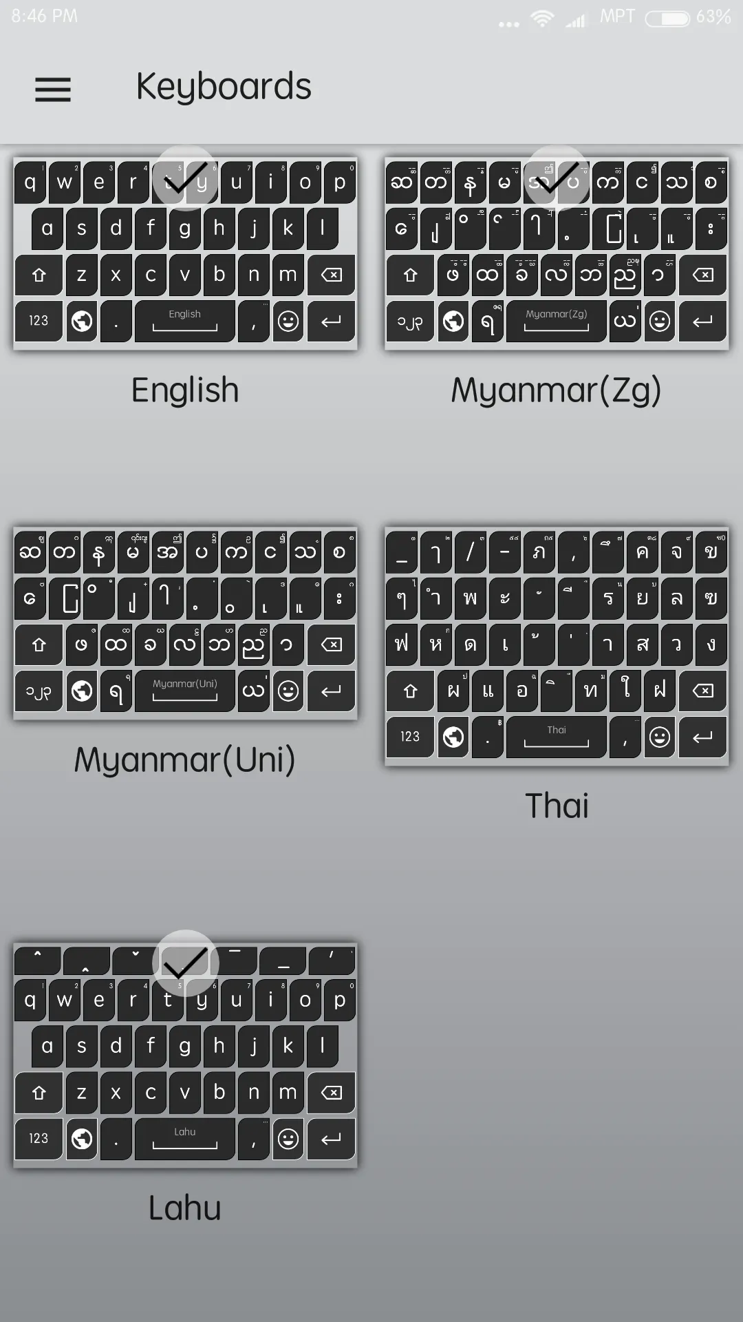 LH+ Myanmar, Thai Keyboard | Indus Appstore | Screenshot