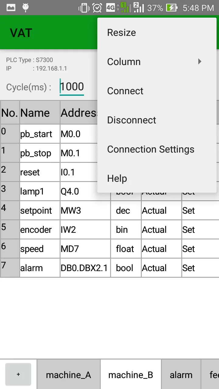 PLC Siemens VAT demo | Indus Appstore | Screenshot