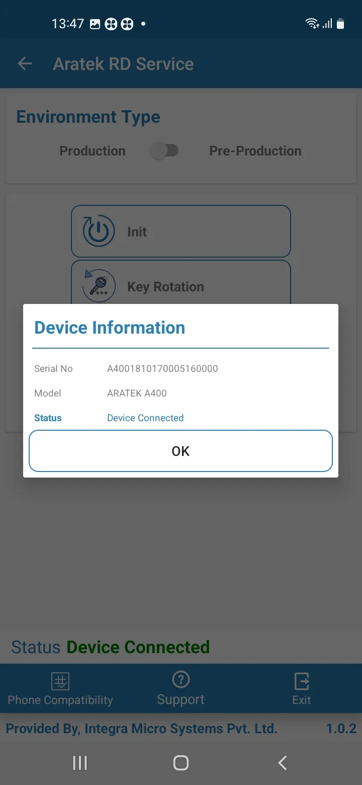 Aratek RD Service | Indus Appstore | Screenshot