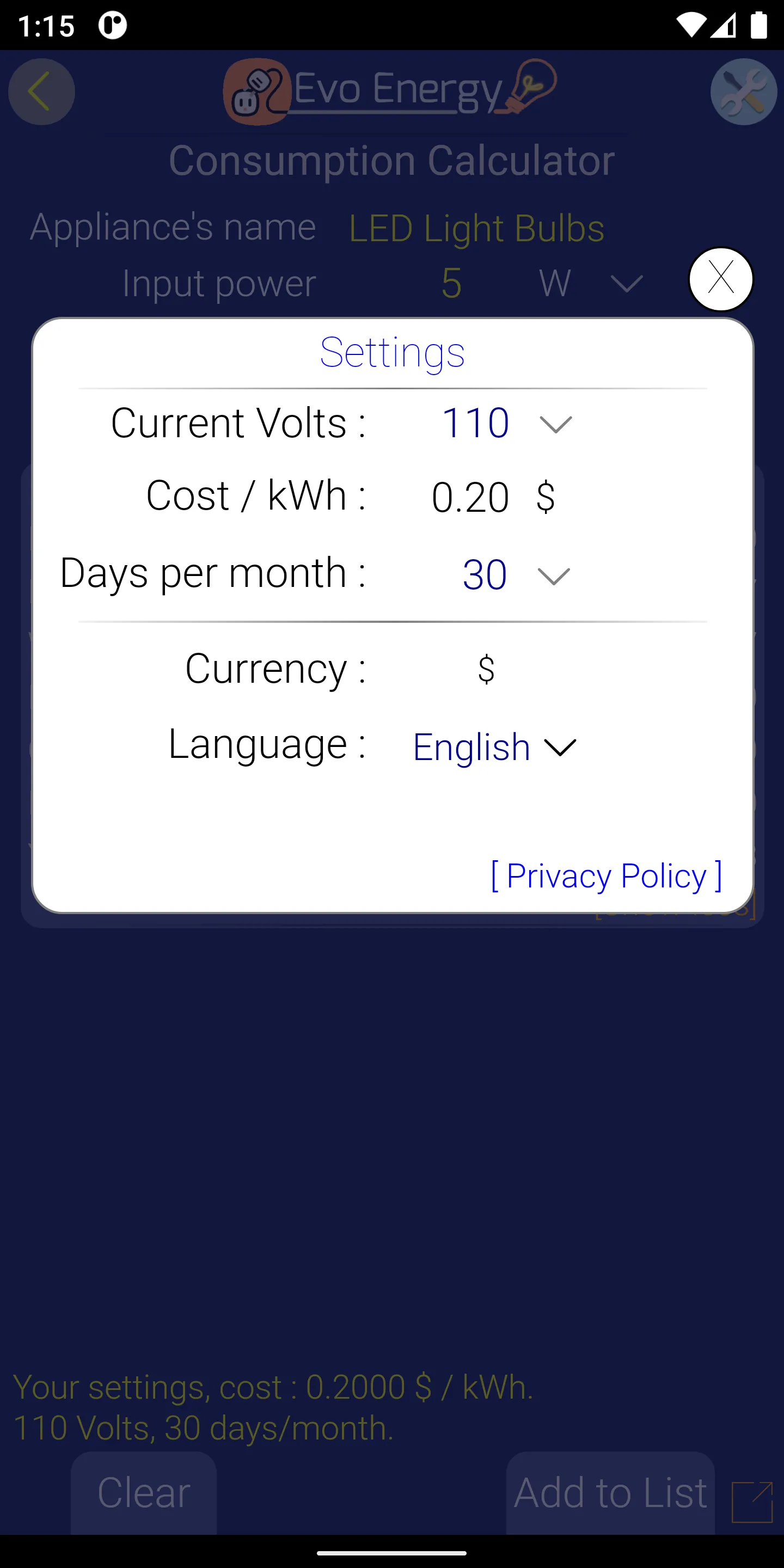 EvoEnergy - Electricity Calc | Indus Appstore | Screenshot