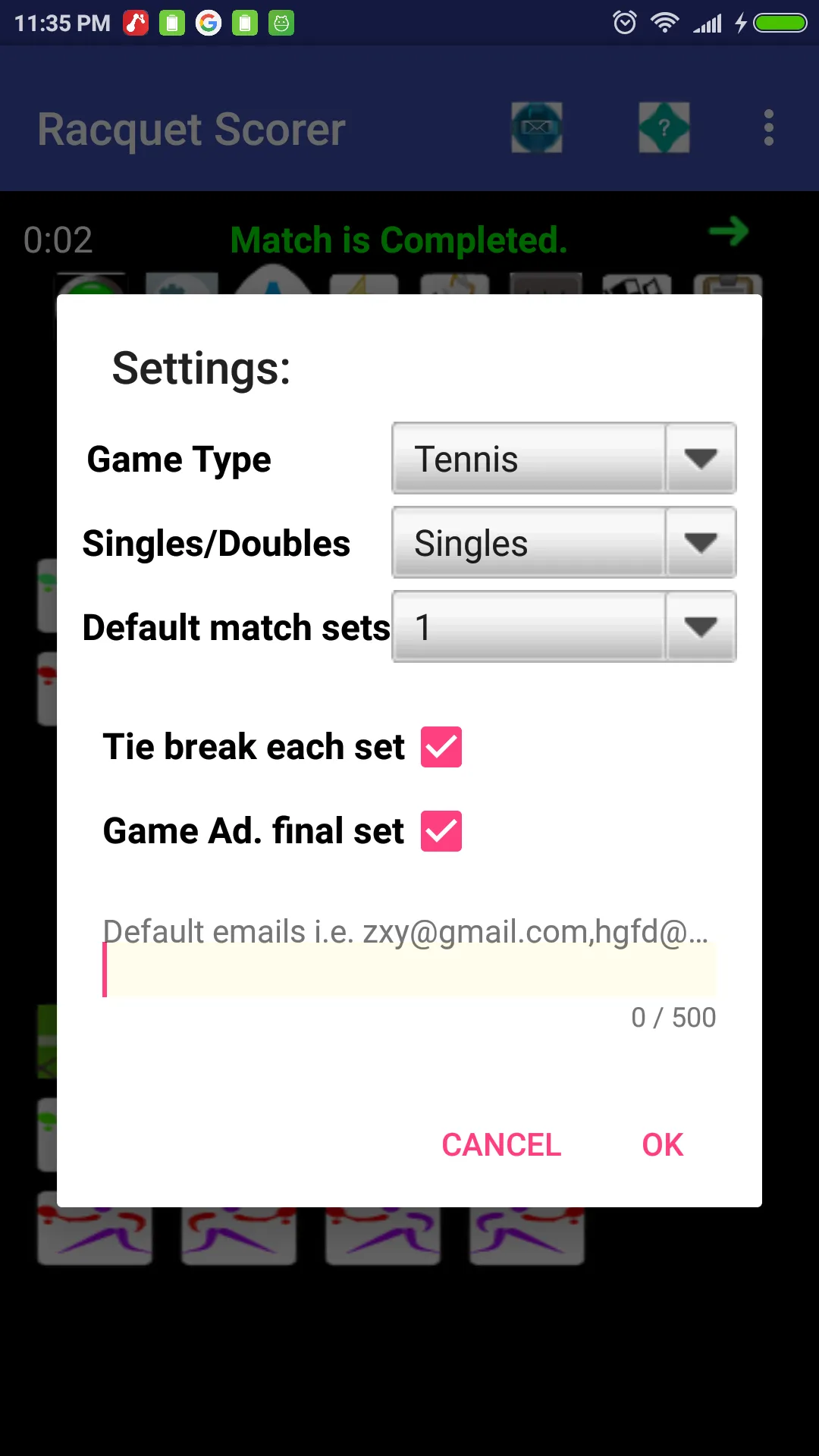 Racquet Match Scorer | Indus Appstore | Screenshot