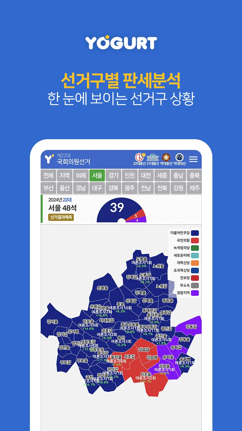 선거끝판왕-2024국회의원선거개표결과 | Indus Appstore | Screenshot