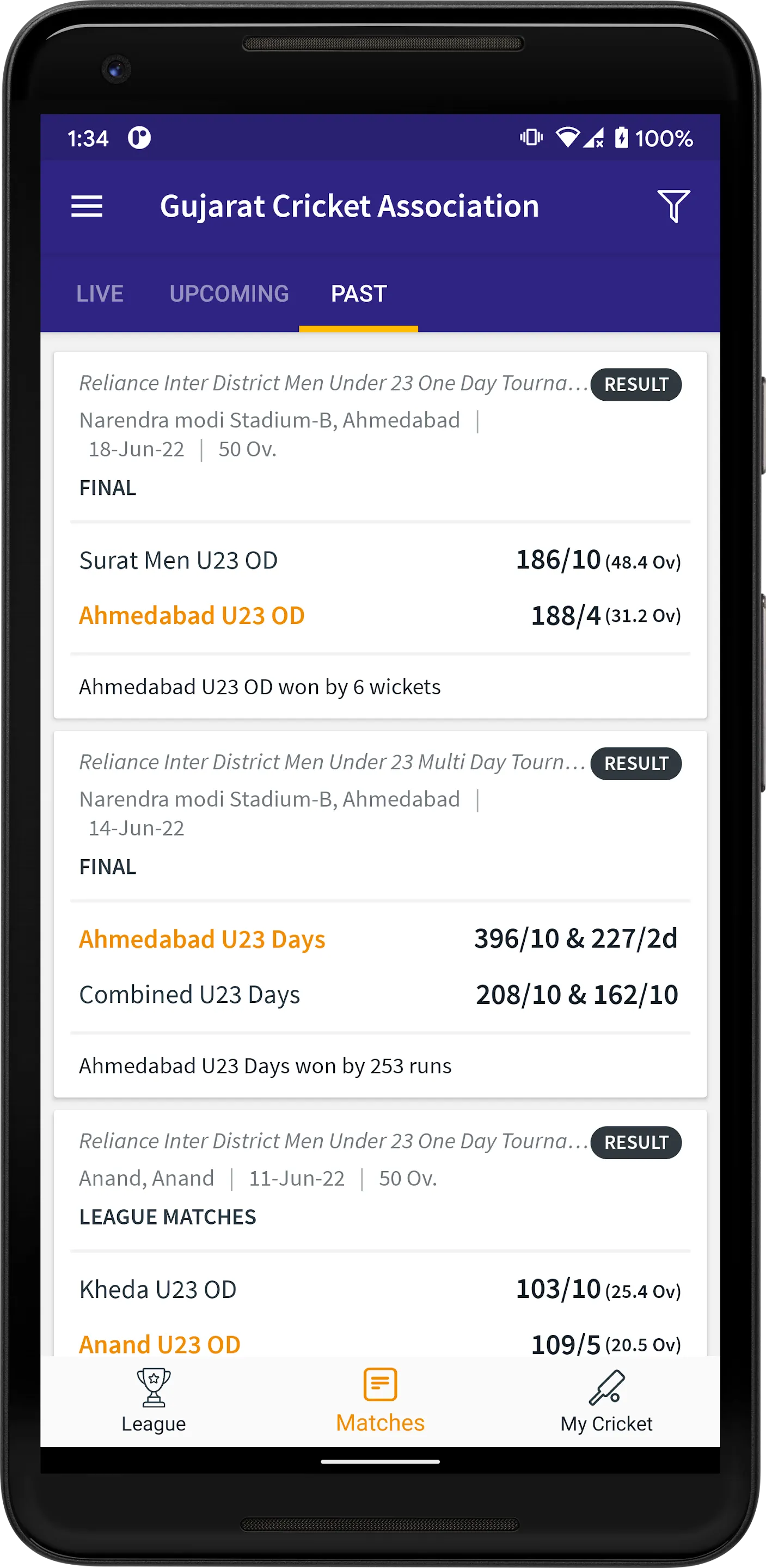 Gujarat Cricket Association | Indus Appstore | Screenshot