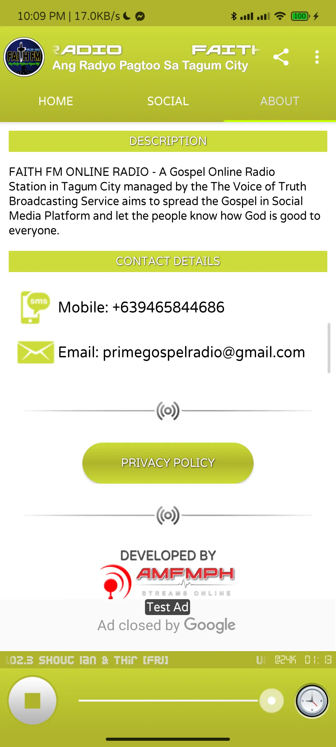 FAITH FM ONLINE RADIO | Indus Appstore | Screenshot