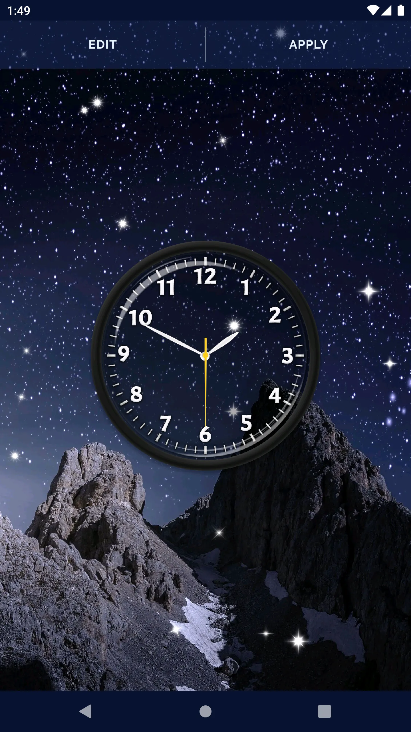 Night Sky Clock Live Wallpaper | Indus Appstore | Screenshot