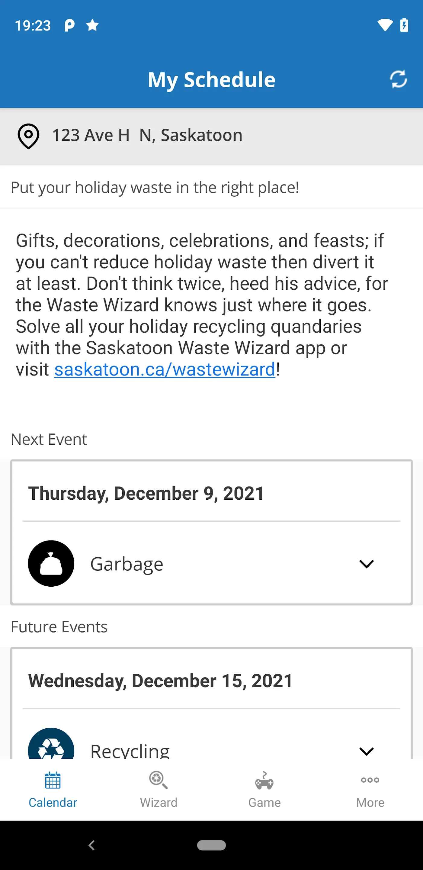 Saskatoon Waste Wizard | Indus Appstore | Screenshot