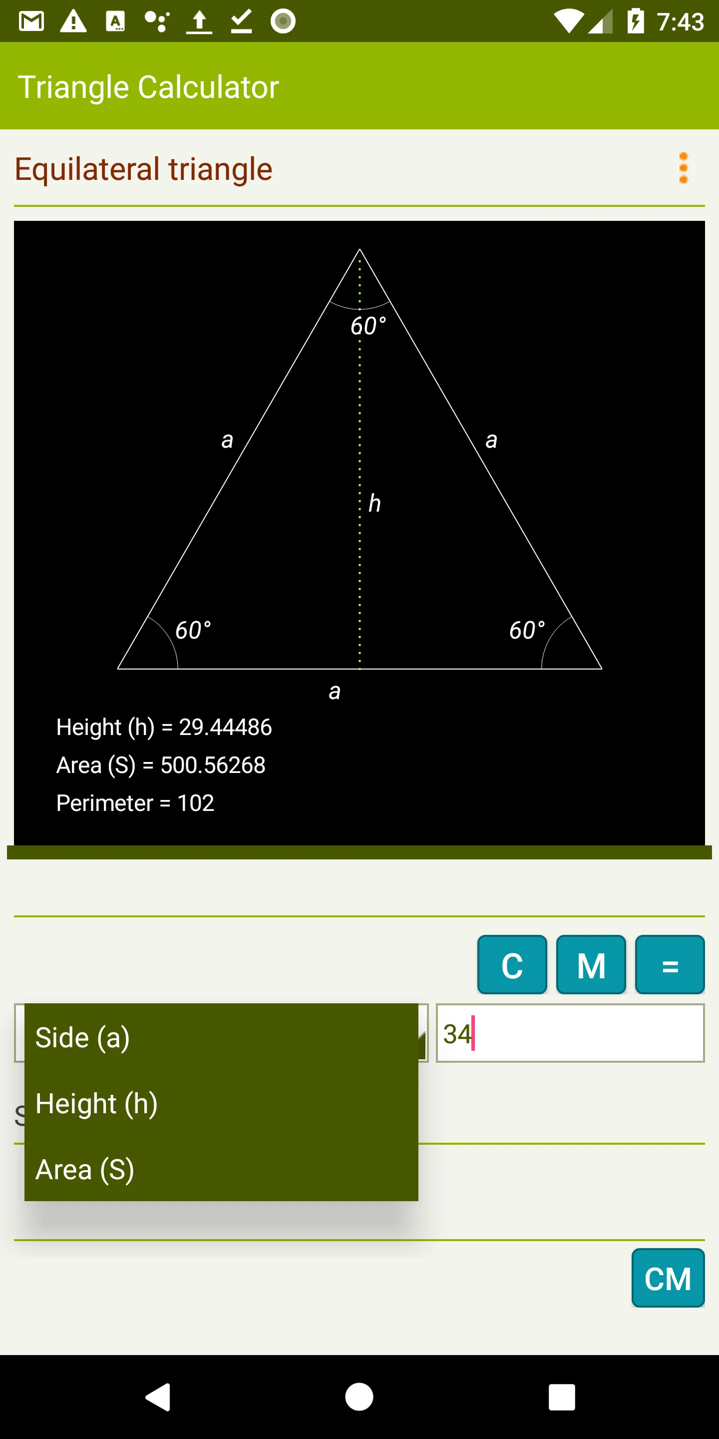 Triangle Calculator - Pro | Indus Appstore | Screenshot