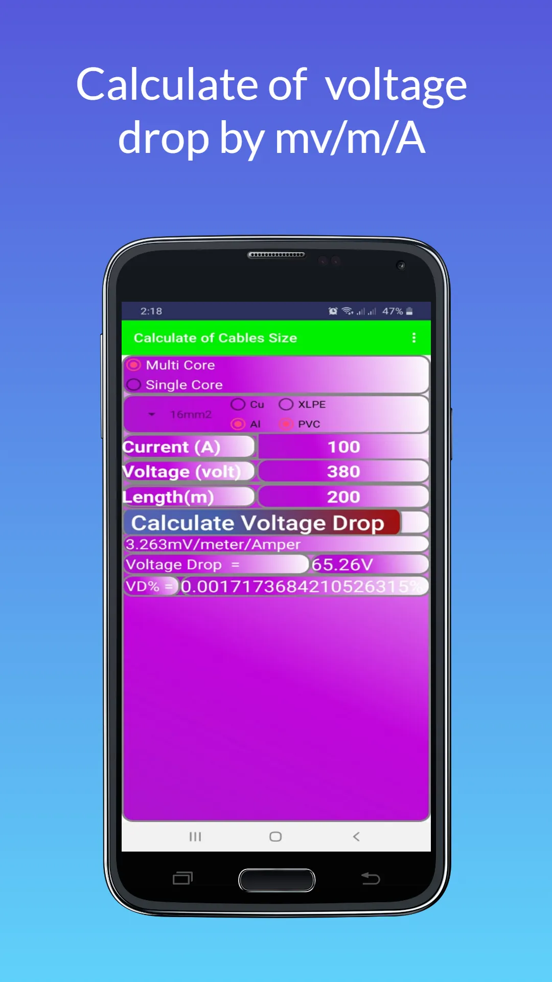 Cable Size Calculator | Indus Appstore | Screenshot