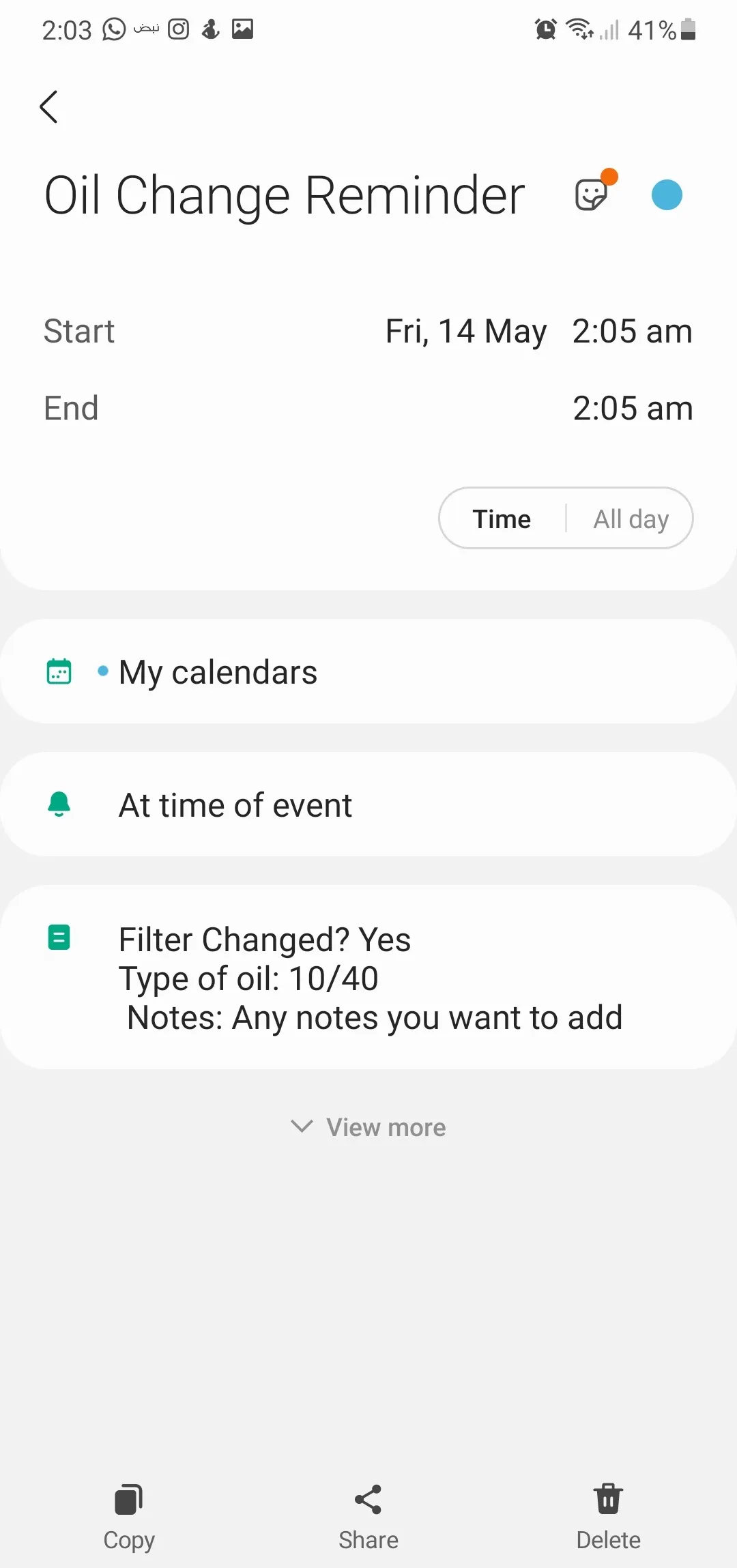 Oil Change Reminder | Indus Appstore | Screenshot