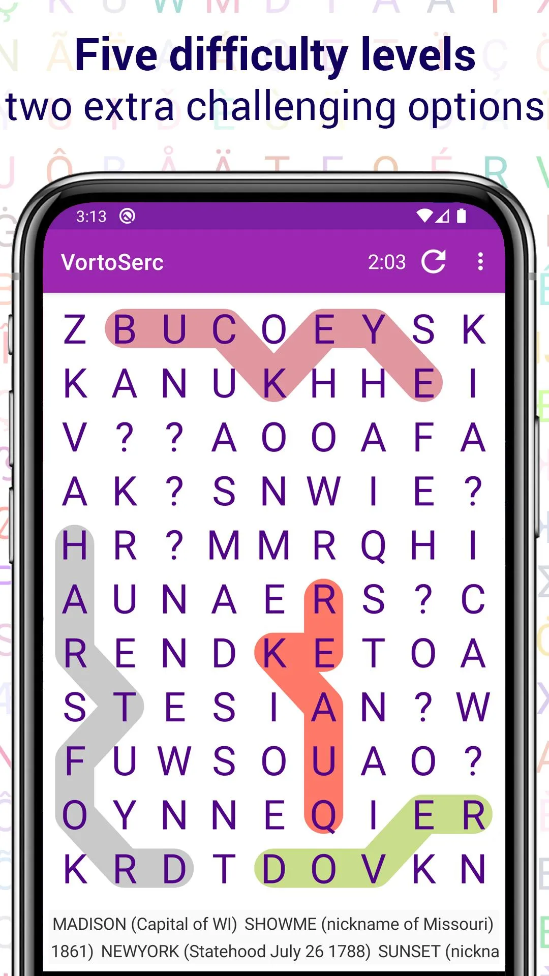 Vortoserc word search puzzle | Indus Appstore | Screenshot