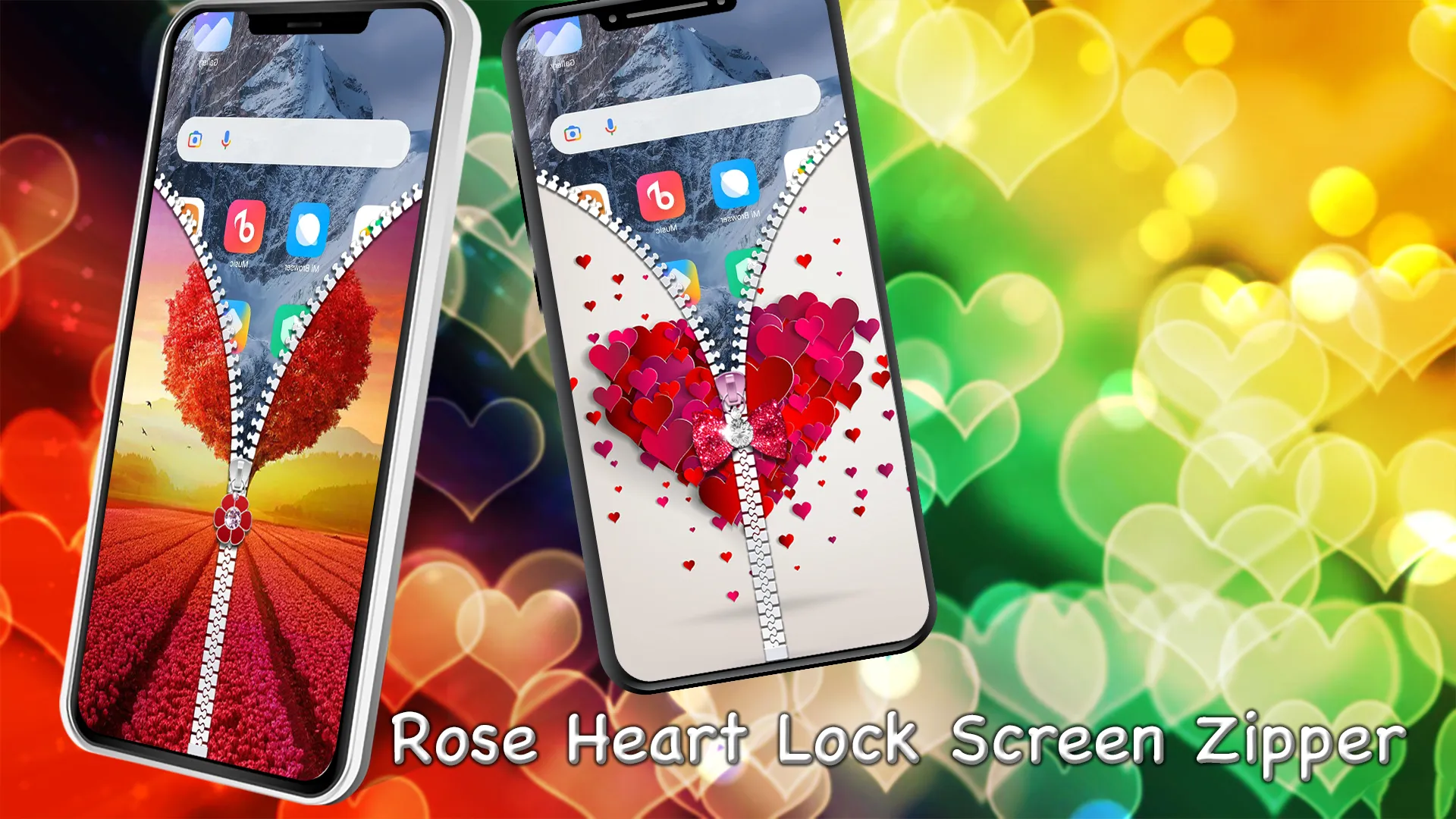 Rose Heart Lock Screen Zipper | Indus Appstore | Screenshot