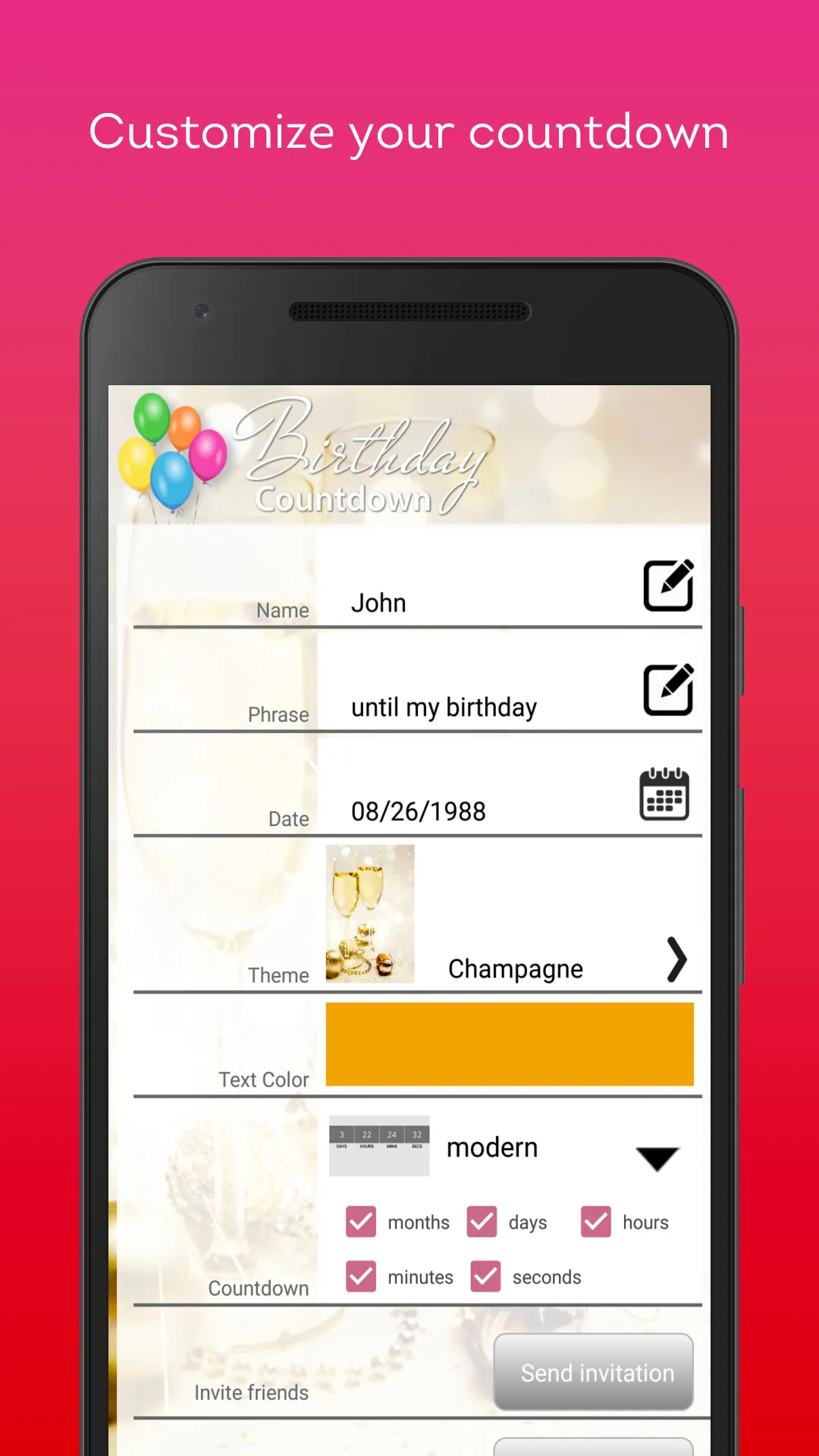 Birthday Countdown | Indus Appstore | Screenshot