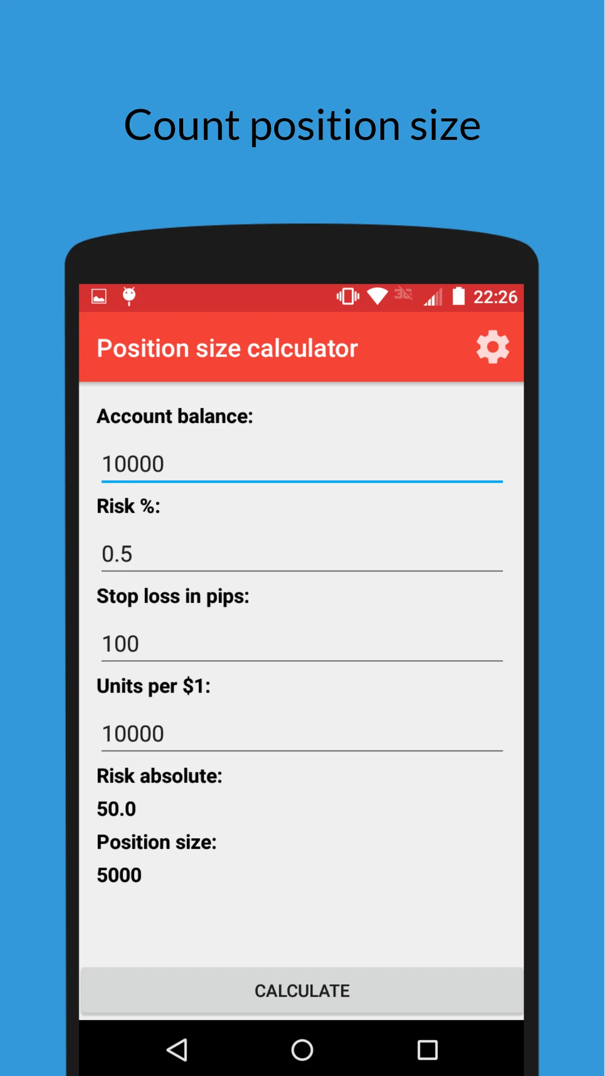 Position size calculator | Indus Appstore | Screenshot