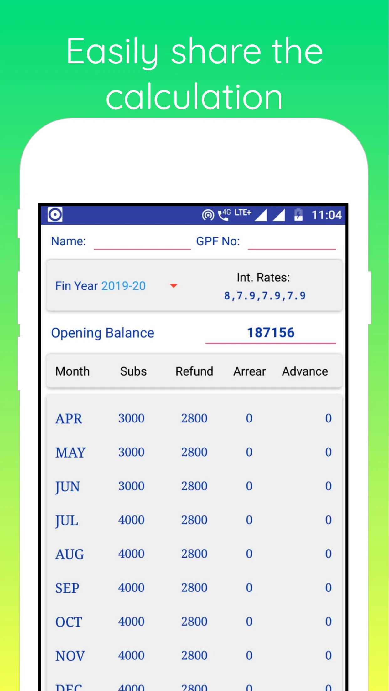 GPF Interest Calculator | Indus Appstore | Screenshot