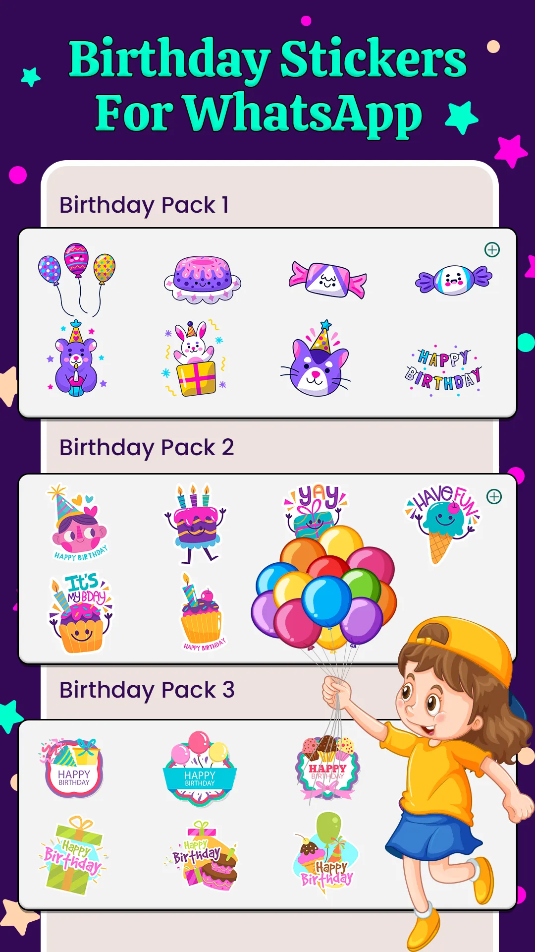 Birthday Stickers With Name | Indus Appstore | Screenshot