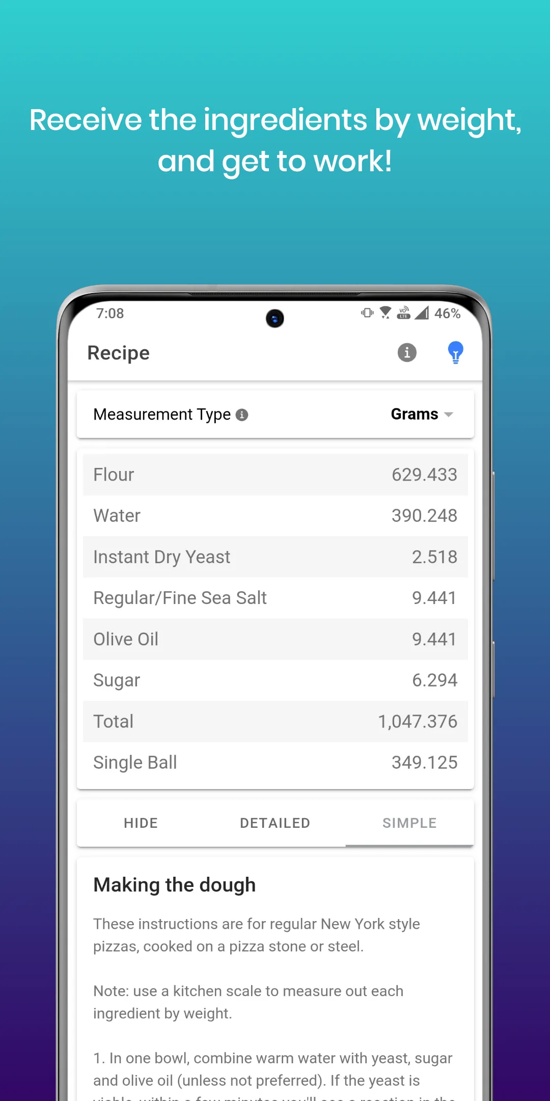 Pizza Dough Calculator Basic | Indus Appstore | Screenshot