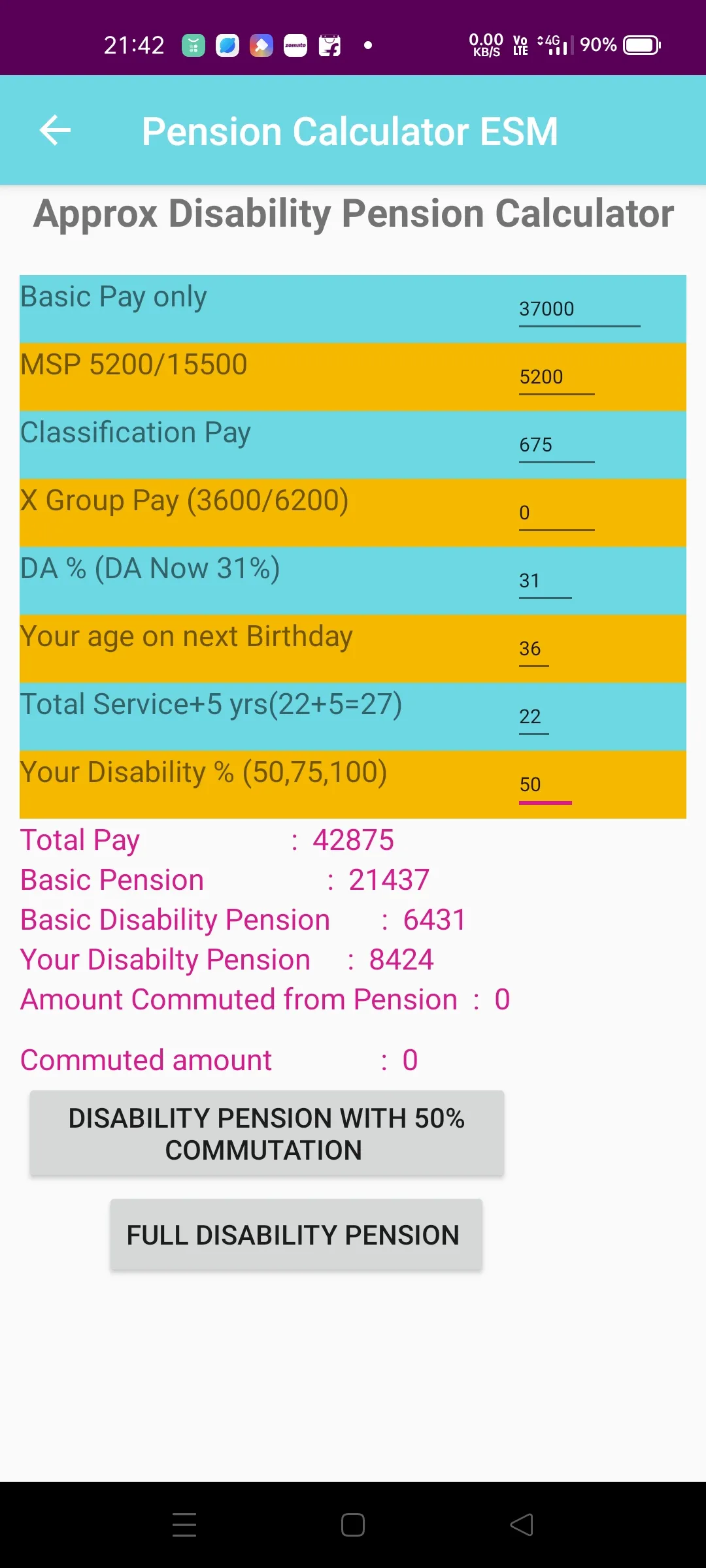 Pension Calculator ESM | Indus Appstore | Screenshot