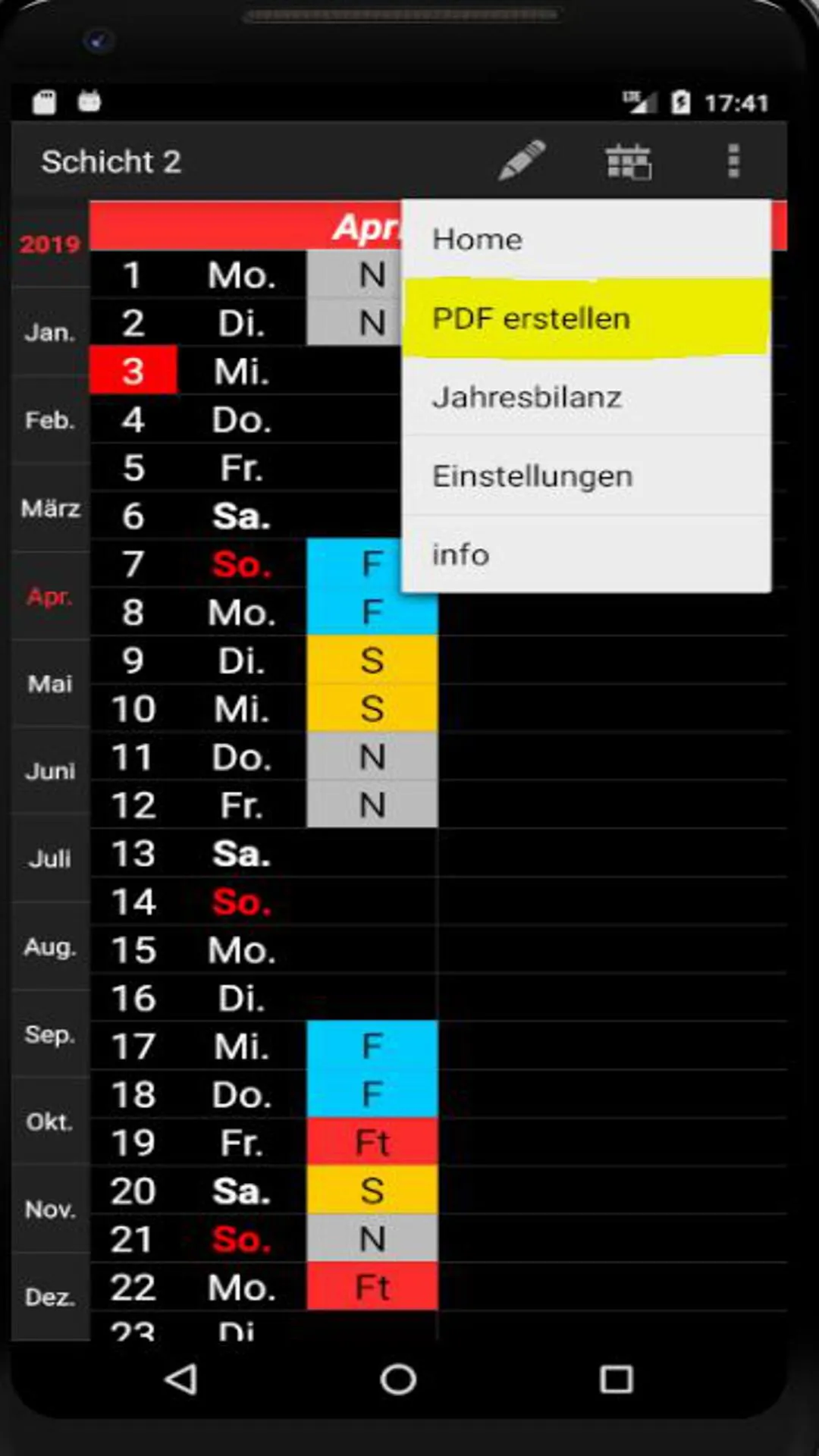 Schichtkalender | Indus Appstore | Screenshot