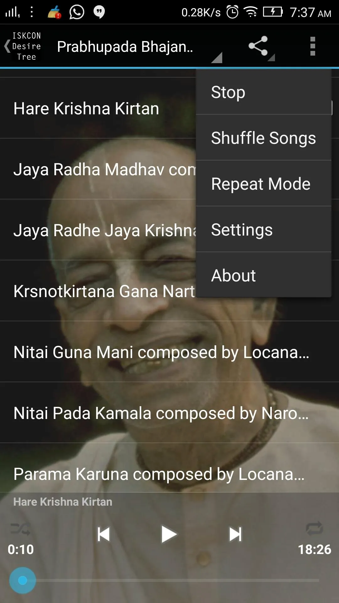Srila Prabhupada Bhajans MP3 | Indus Appstore | Screenshot