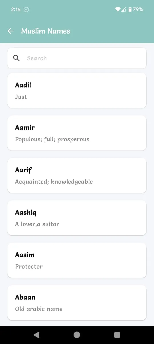 Muslim Baby Names | Indus Appstore | Screenshot