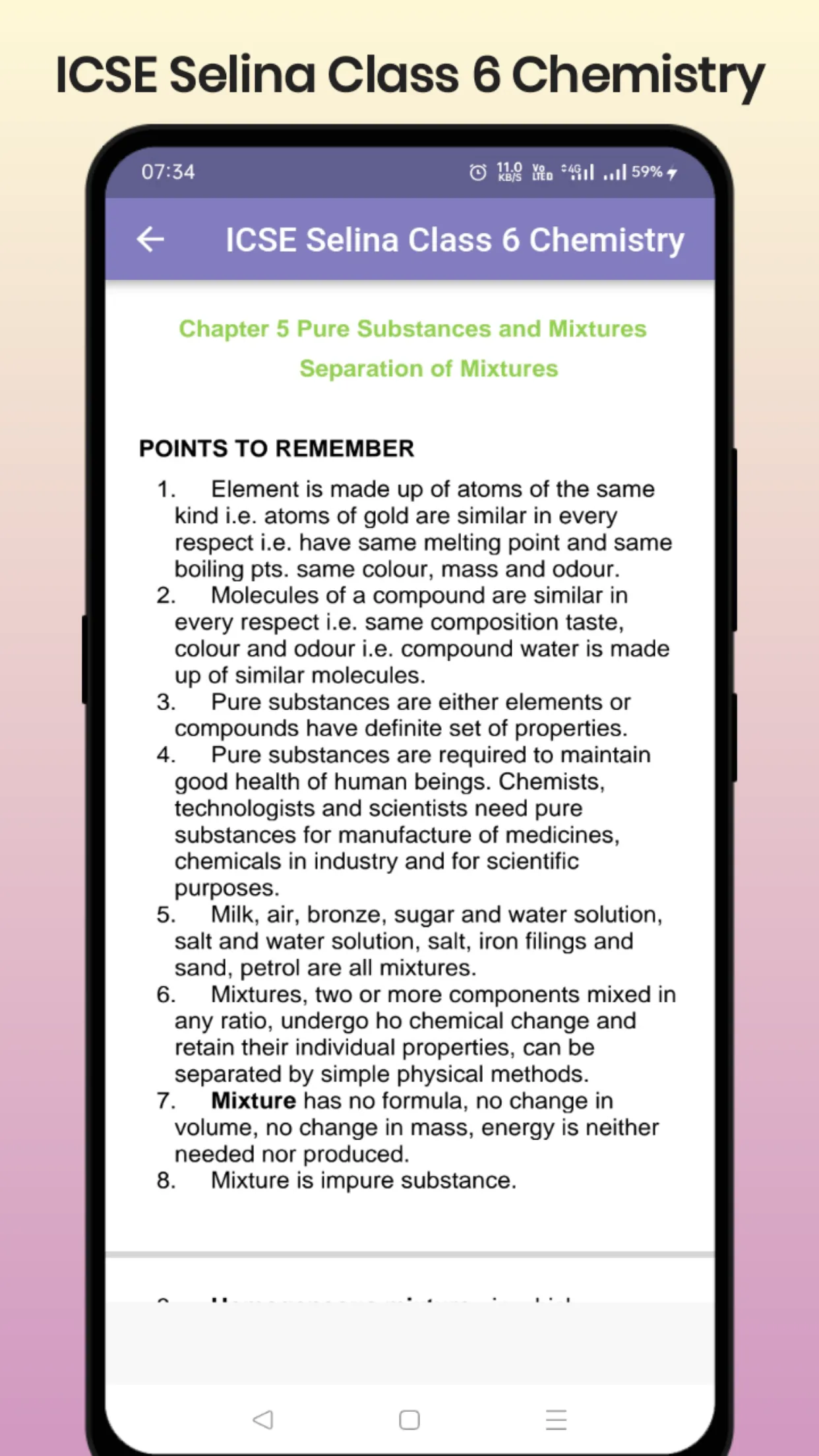 ICSE Selina Class 6 Chemistry | Indus Appstore | Screenshot