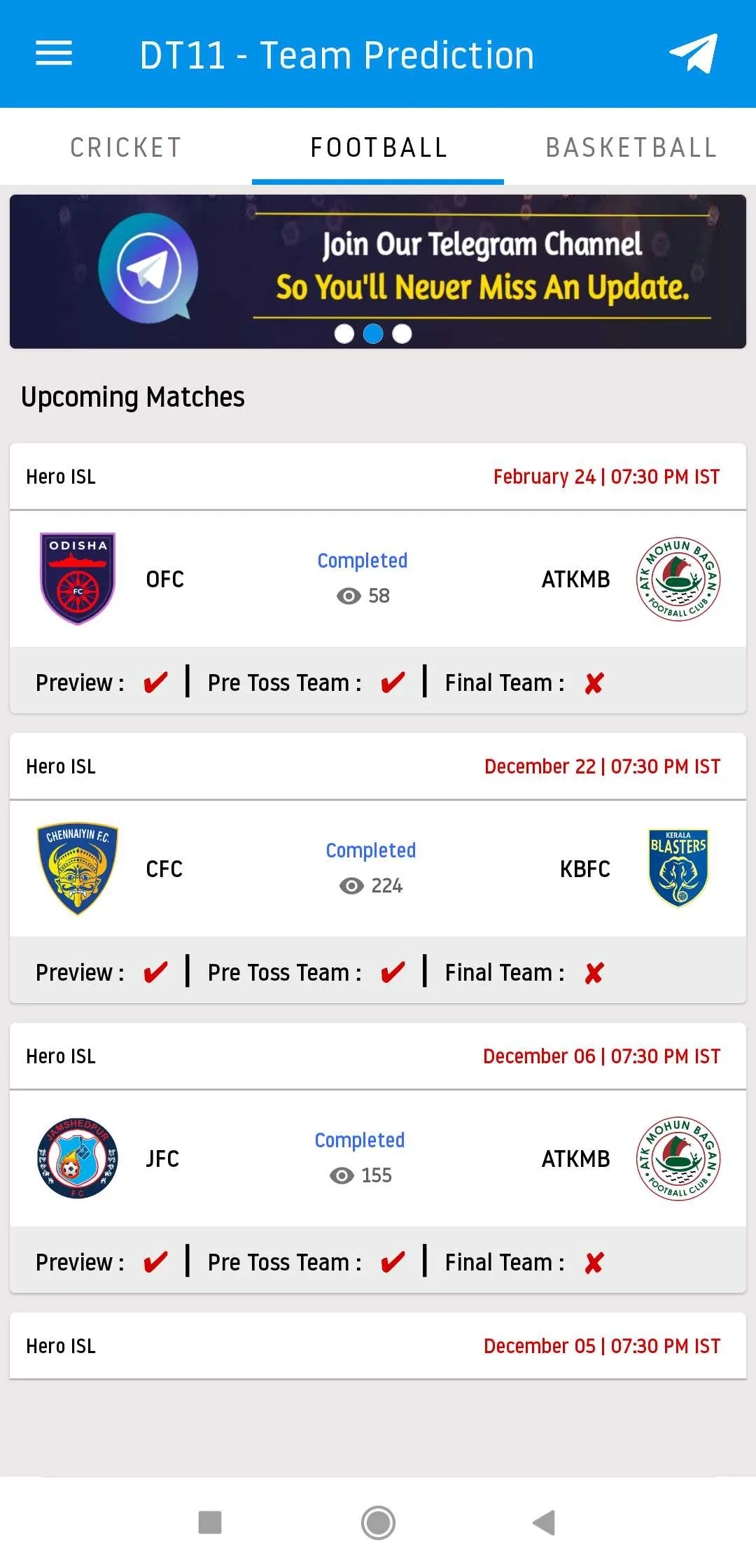 DT11 - Team Prediction | Indus Appstore | Screenshot