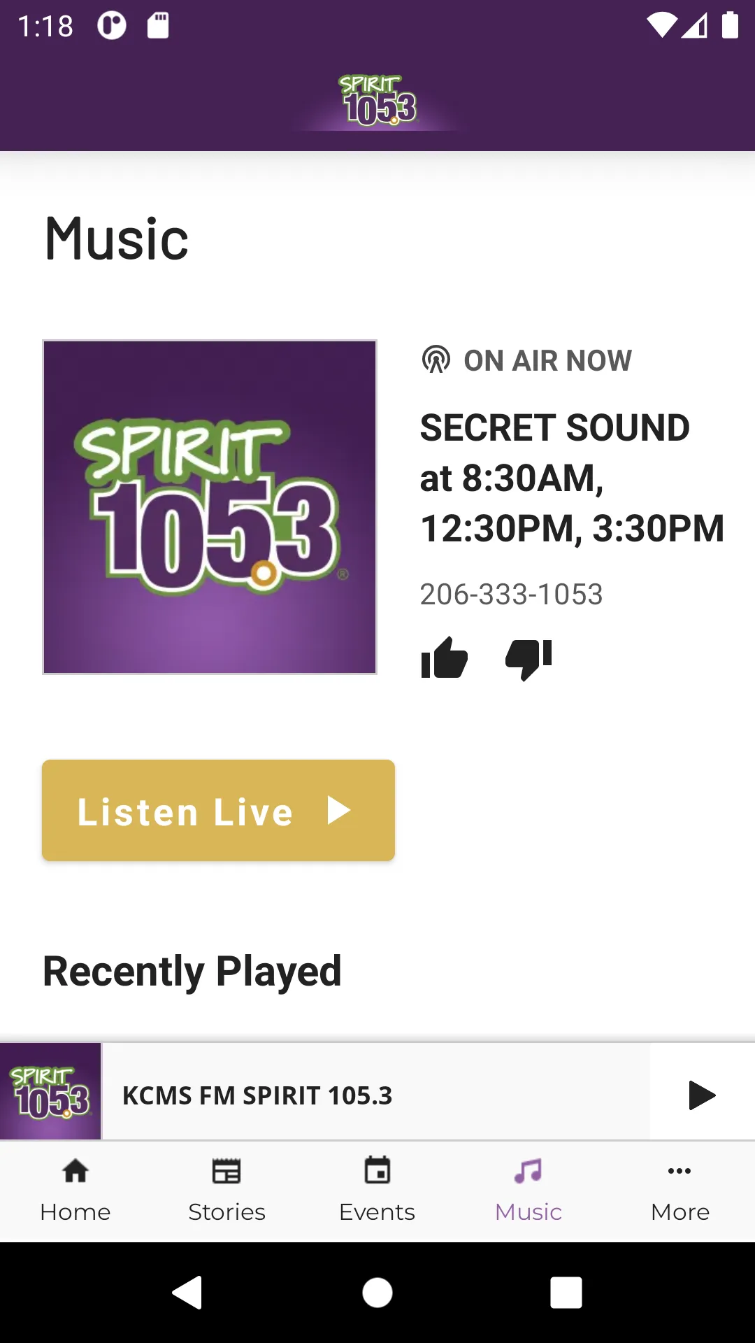 SPIRIT 105.3 | Indus Appstore | Screenshot