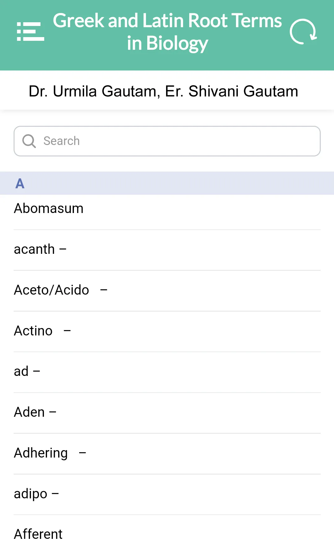 Greek & Latin Terms in Biology | Indus Appstore | Screenshot