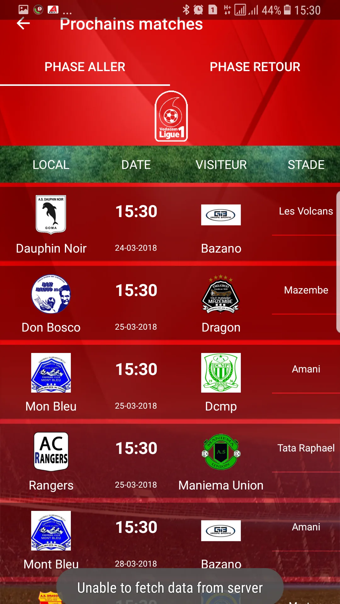 Vodacom Ligue 1 | Indus Appstore | Screenshot