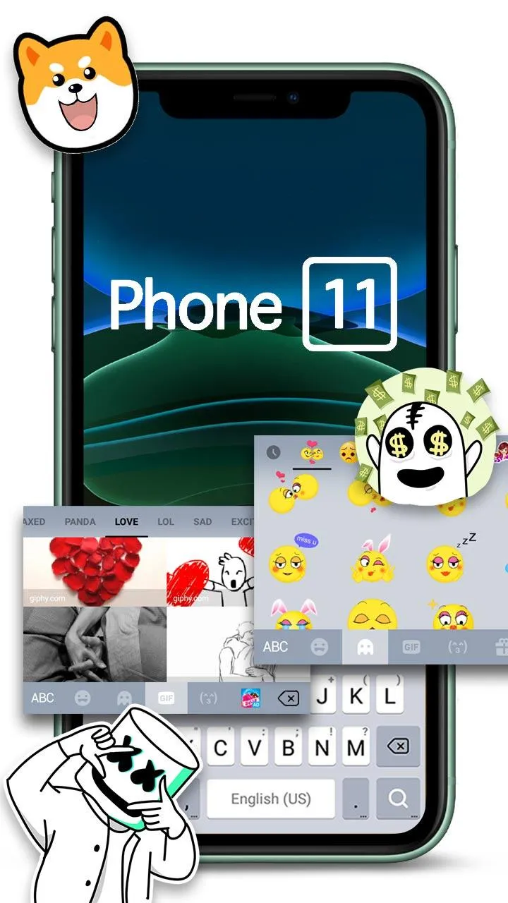Green Phone 11 Keyboard Theme | Indus Appstore | Screenshot