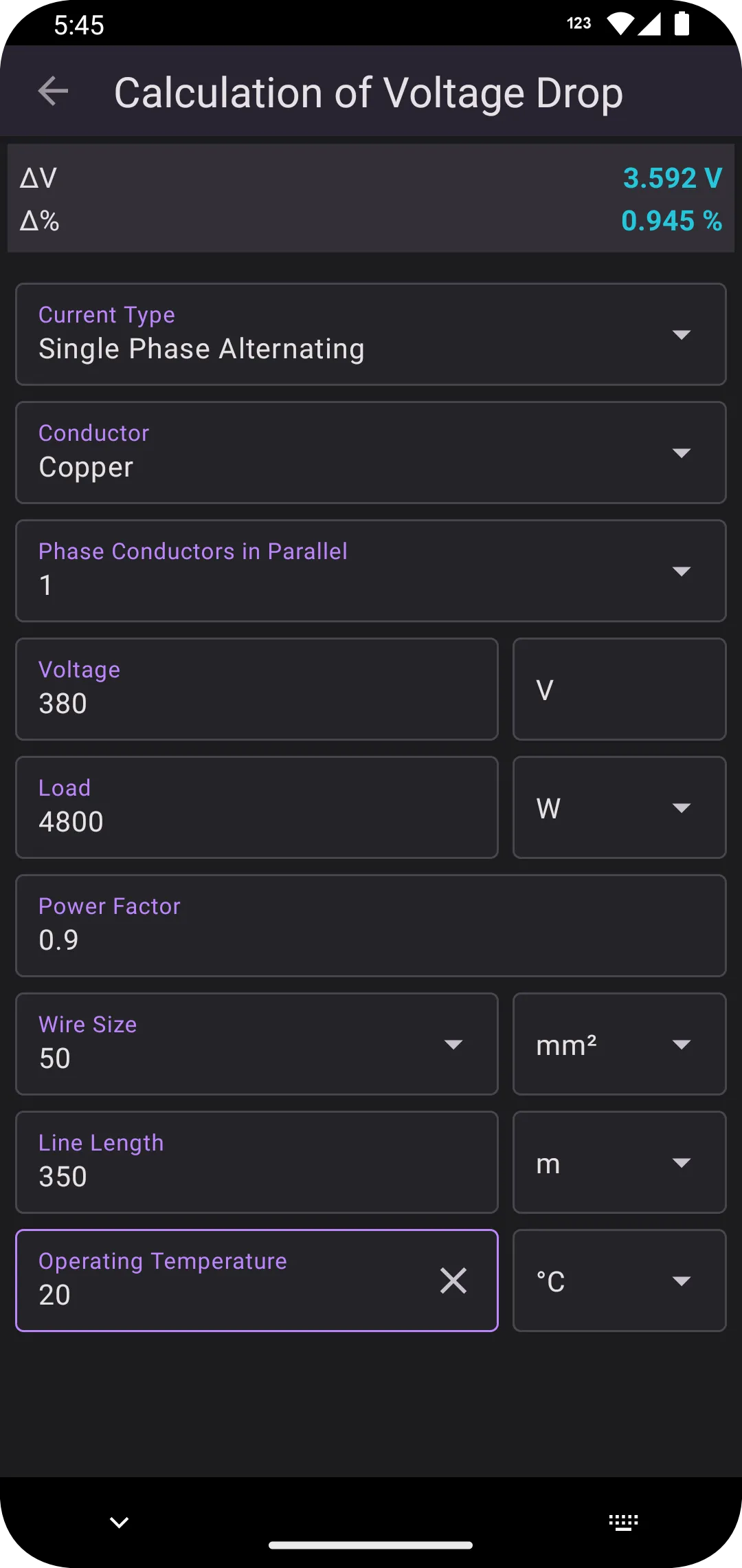 Electrical Calculations | Indus Appstore | Screenshot