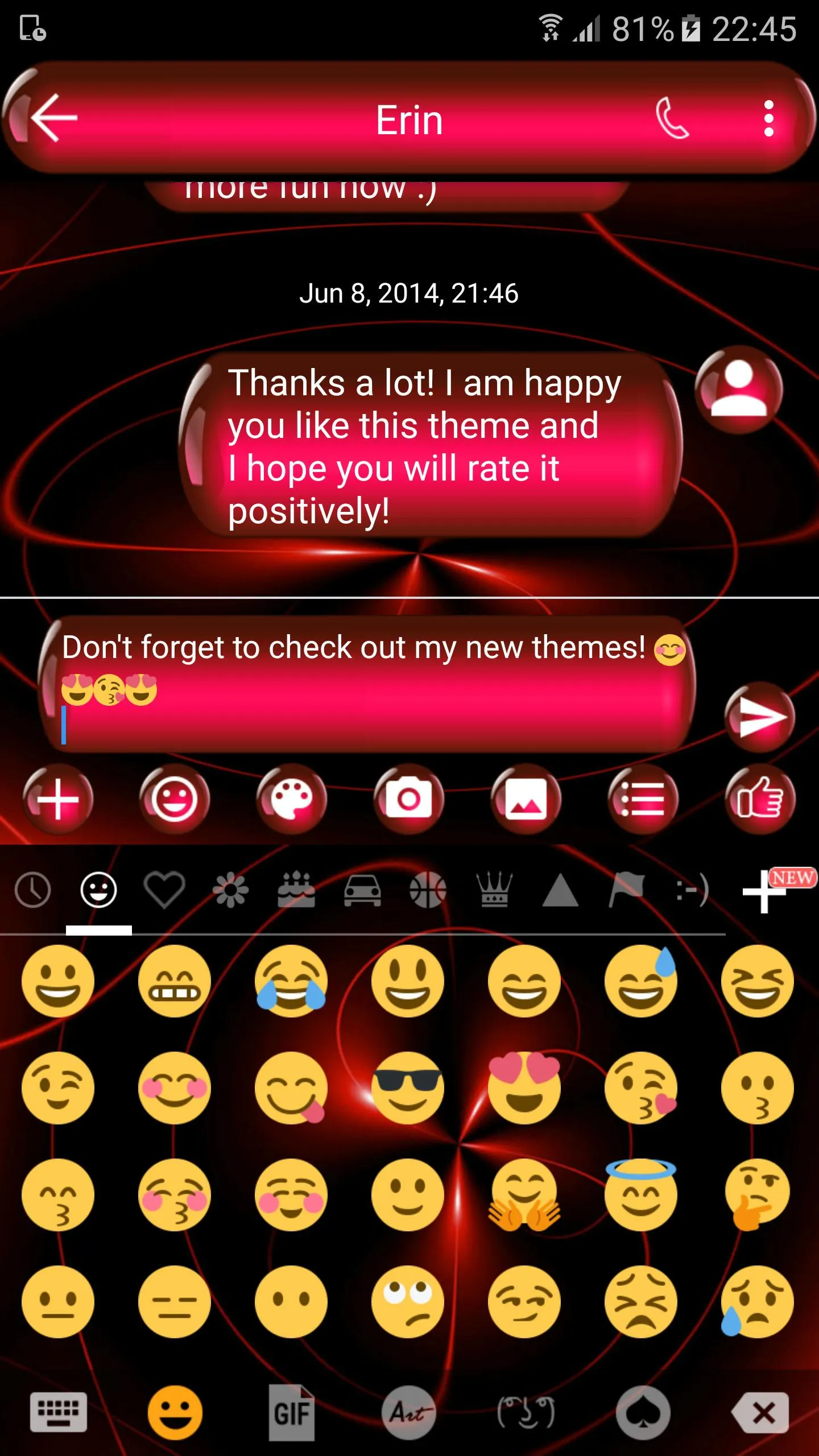 SMS Messages Spheres Red Theme | Indus Appstore | Screenshot