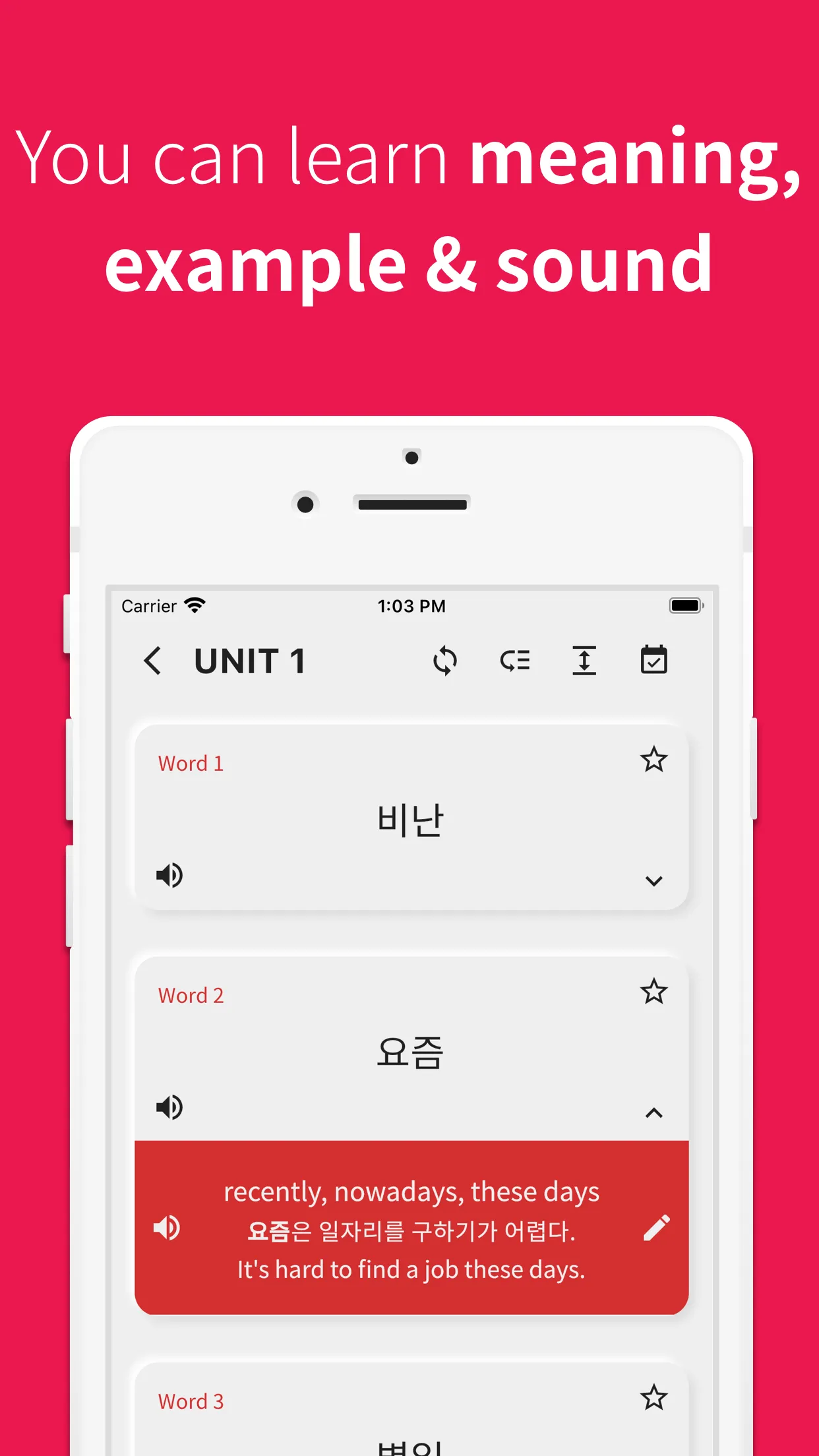 Korean vocabulary, TOPIK words | Indus Appstore | Screenshot