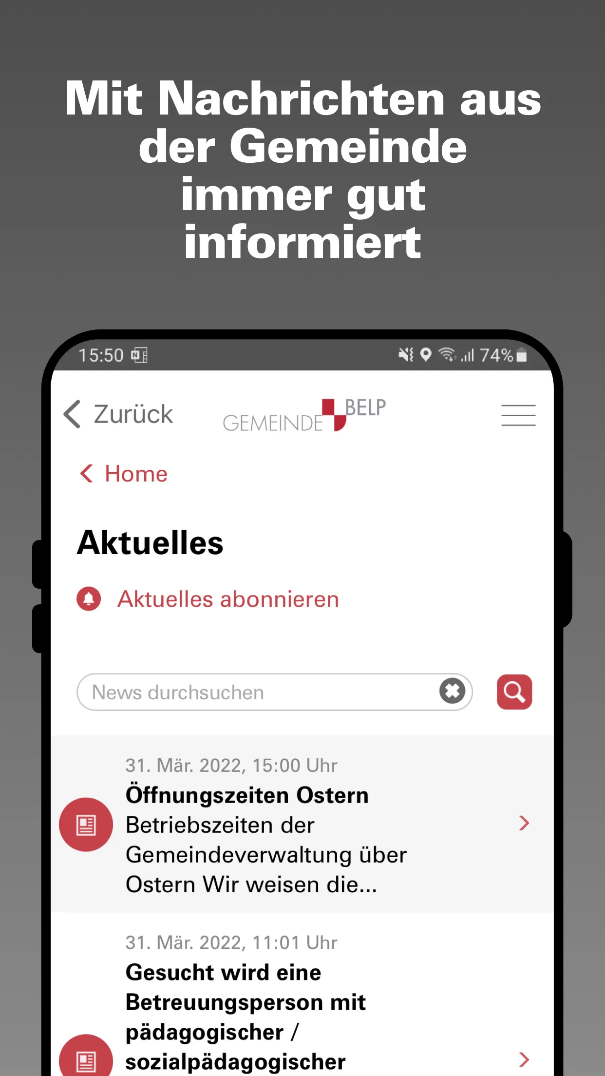 Gemeinde Belp | Indus Appstore | Screenshot