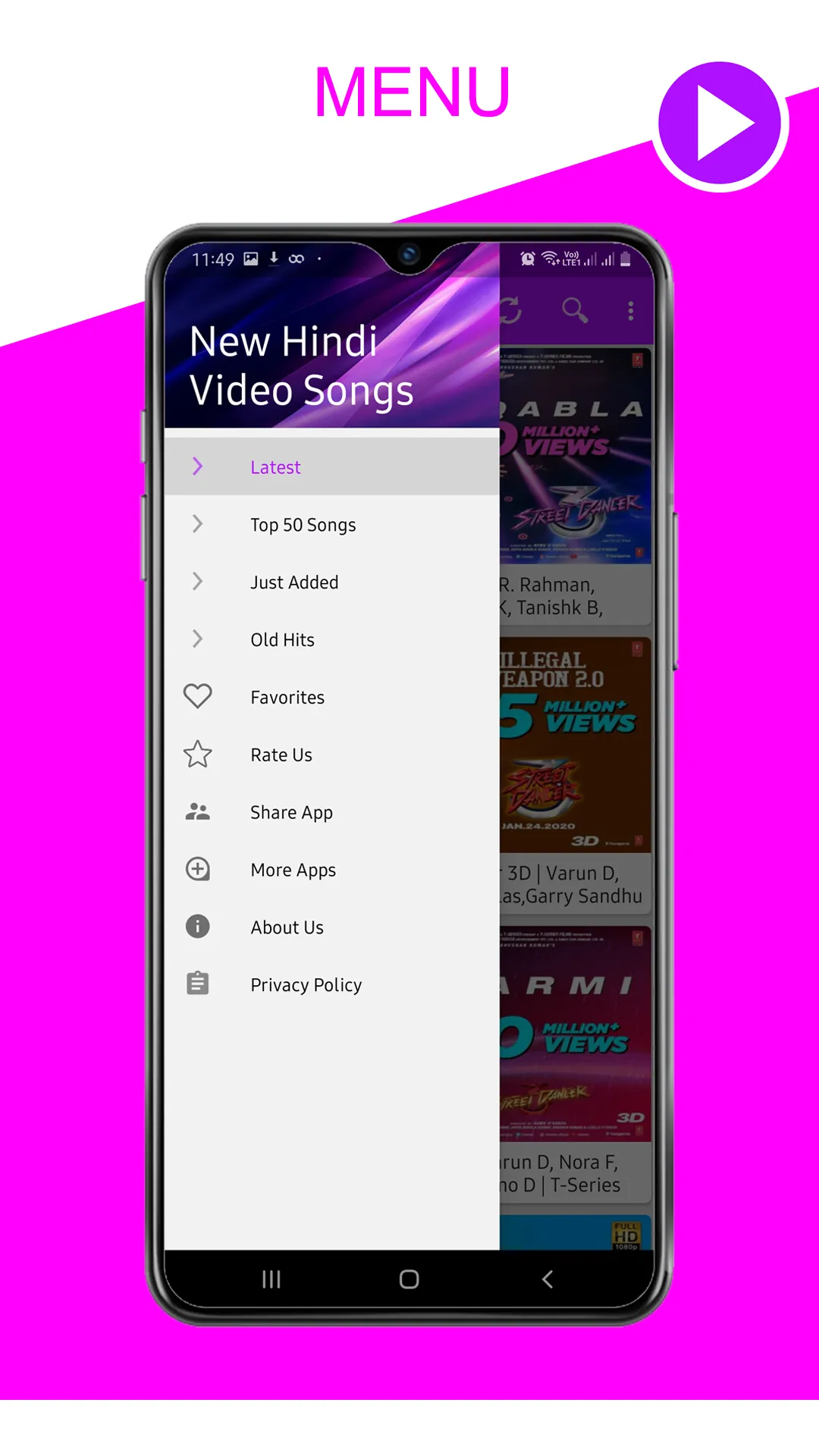 Hindi HD Video Songs | Indus Appstore | Screenshot