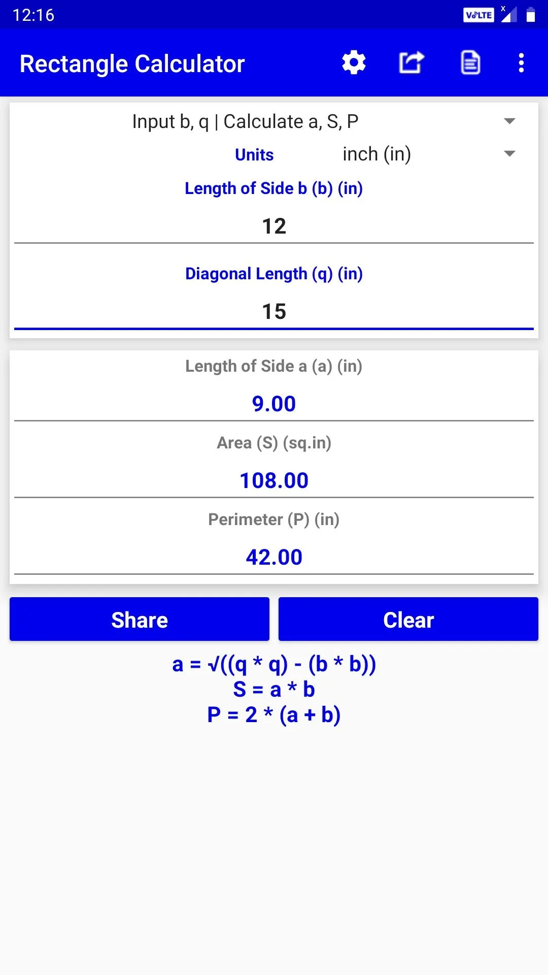 Rectangle Calculator | Indus Appstore | Screenshot