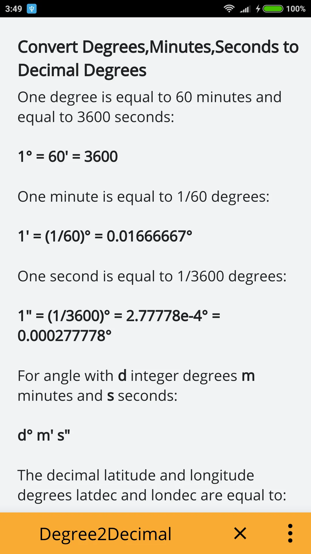 Degree & Decimal Converter | Indus Appstore | Screenshot