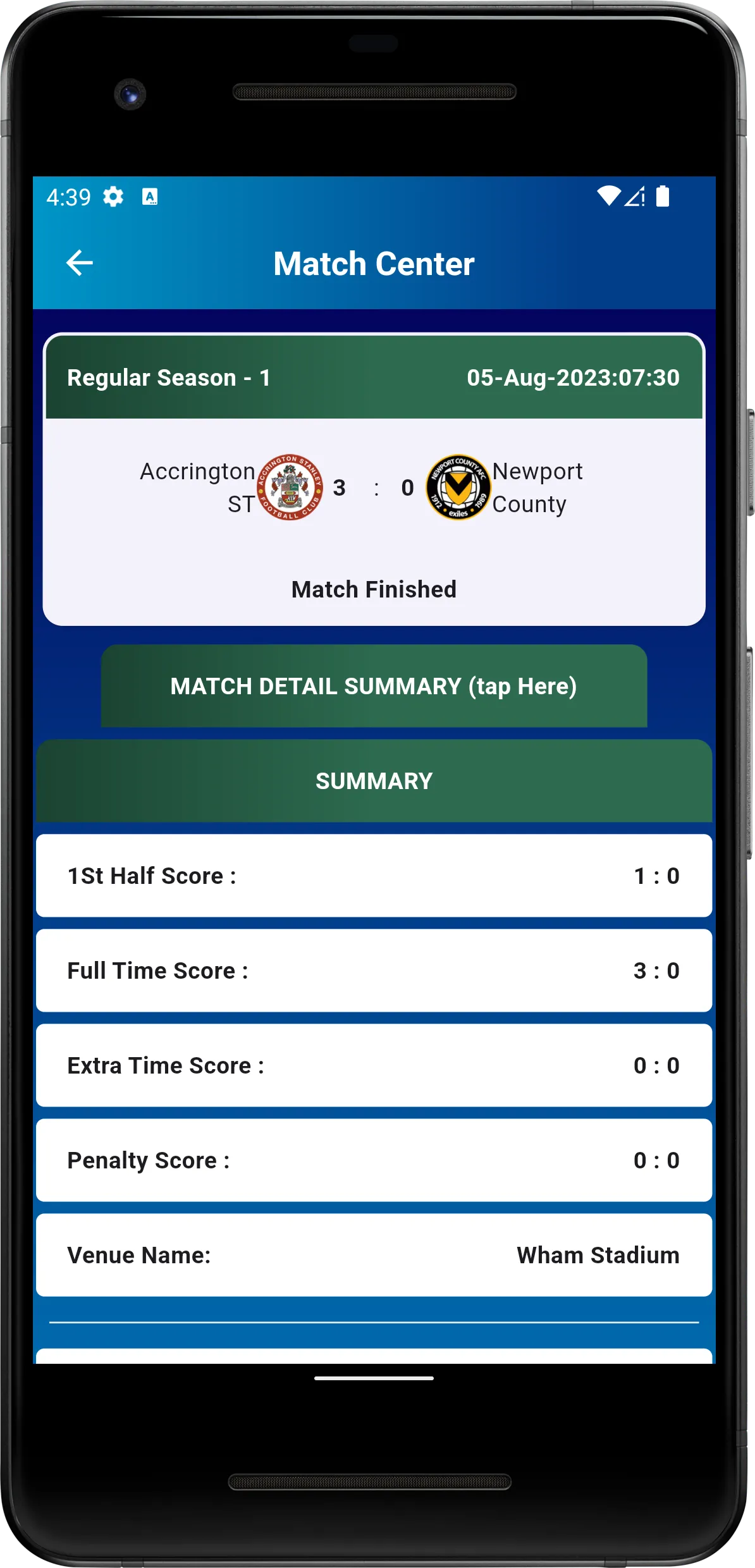 League Two Football LiveScore | Indus Appstore | Screenshot