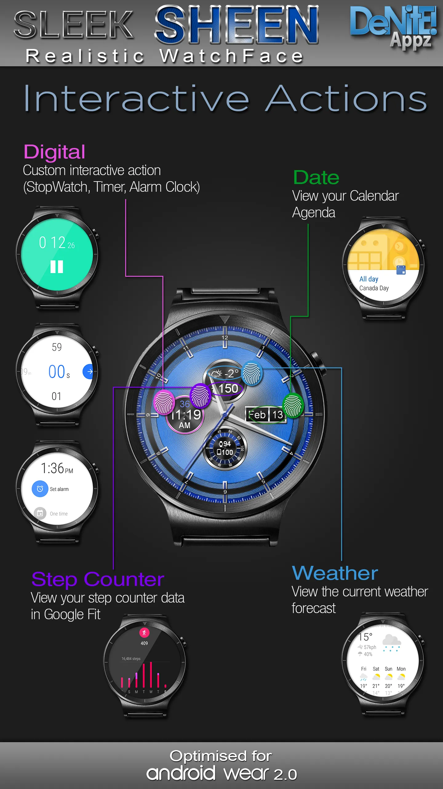 Sleek Sheen HD Watch Face | Indus Appstore | Screenshot